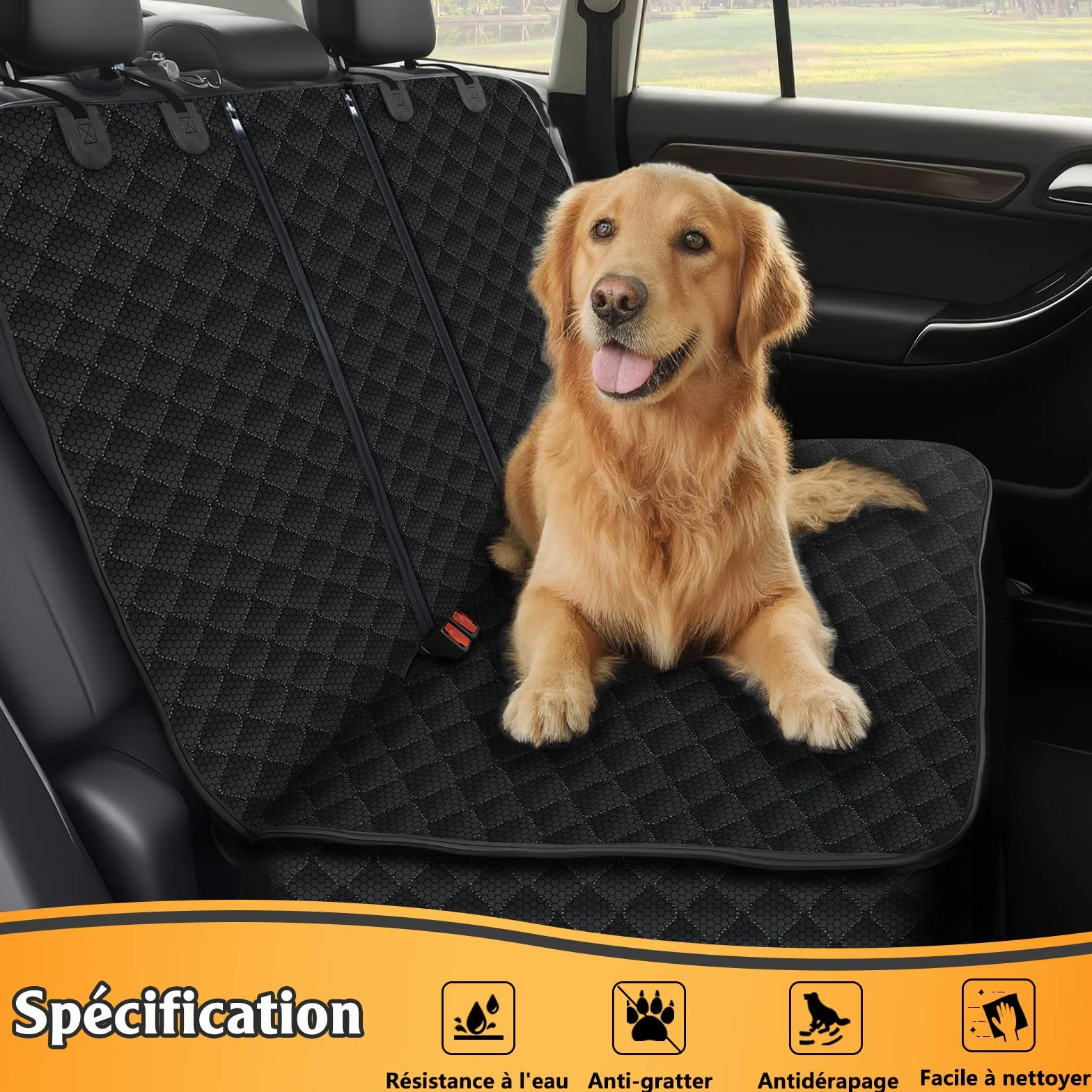 Alfheim Protection Voiture Chien Résistant aux égratignures Imperméable Siège Arrière épaissé Double Couche Anti-dérapage pour Voitures Camions SUV