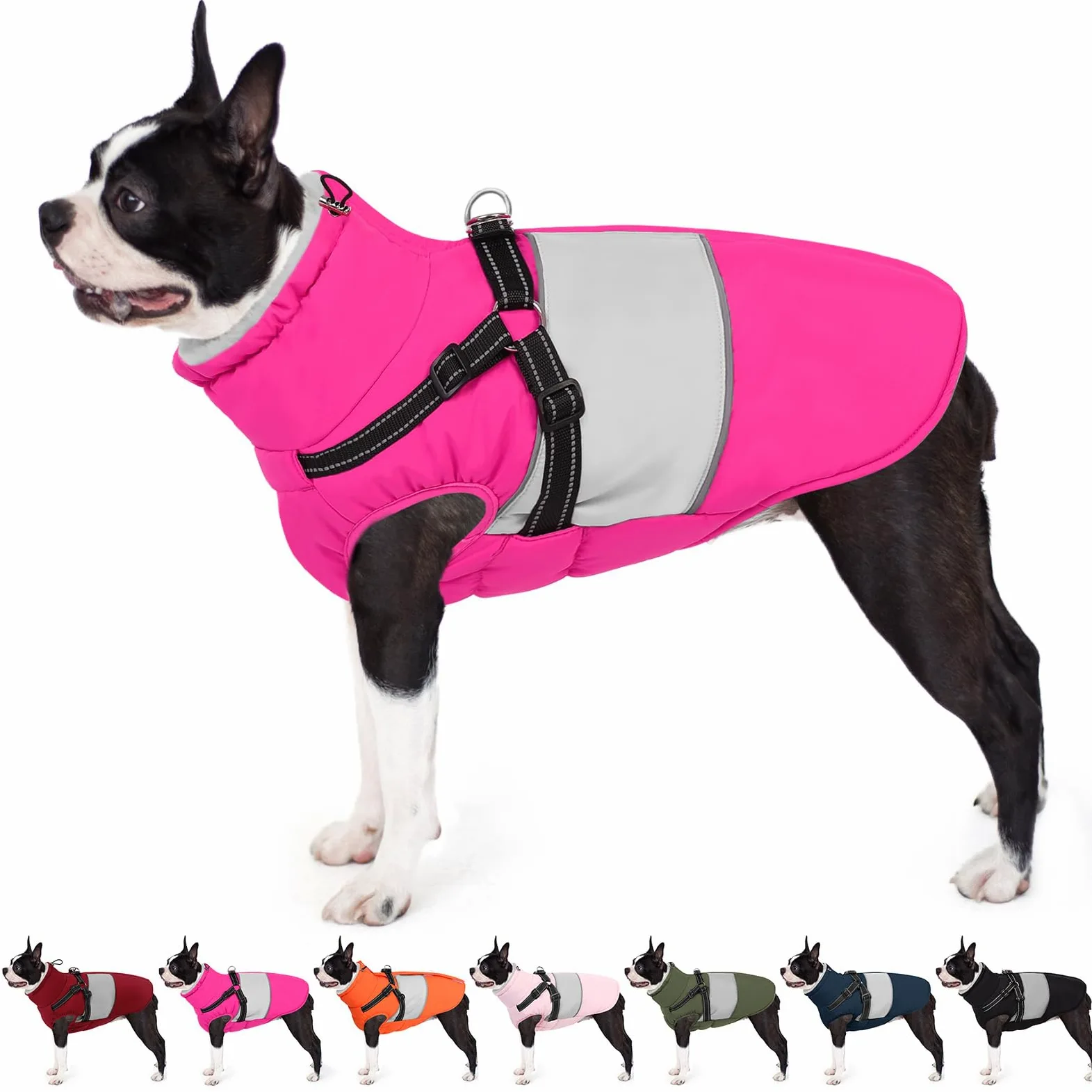 AOFITEE Manteau d'hiver pour Petit Chien, Manteau d'hiver pour Chien avec Harnais intégré, Veste Chaude avec Fermeture éclair et col en Polaire, Veste de Neige imperméable pour Animal Domestique