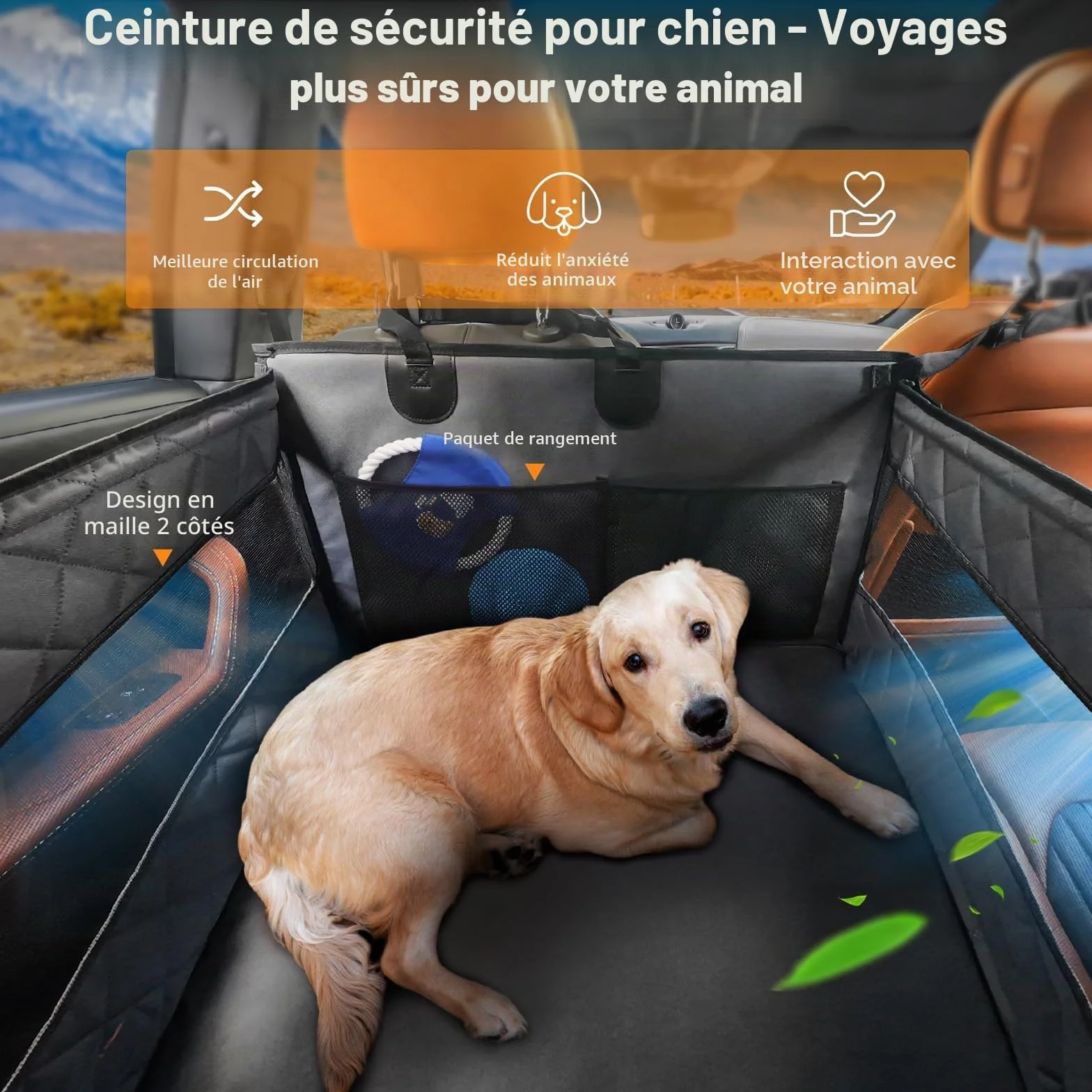 Siège Auto Chien pour Grande et Moyenne Taille en Voiture, Siège de Voiture pour Chiens avec Fenêtre de Visualisation,Pliable, Lavable en Machine, Compatible avec Tous Véhicules