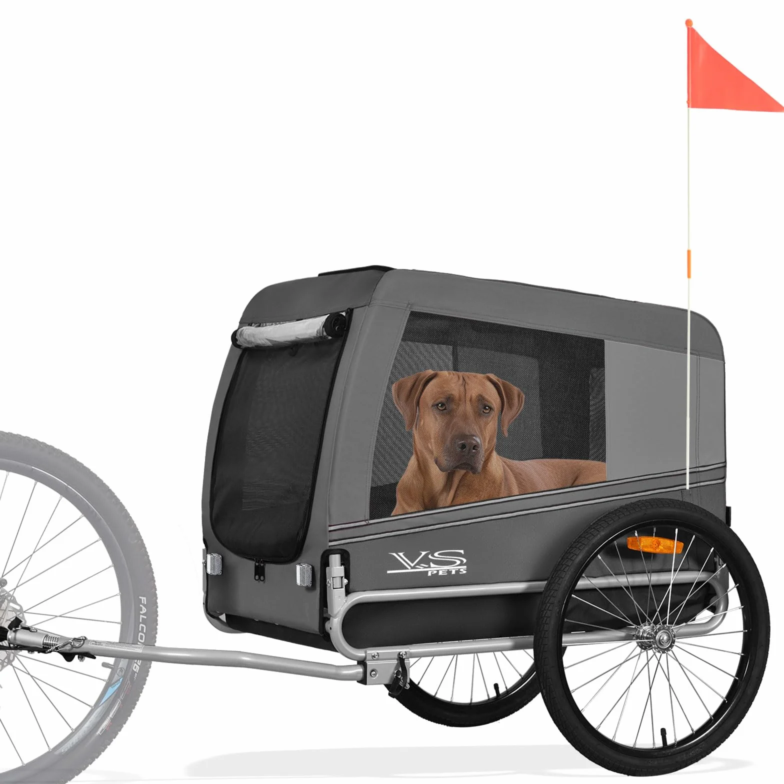 Tiggo VS Pets L Remorque de vélo pour chien - Volume : environ 270 l - Pour chiens de taille moyenne et grande jusqu'à 35 kg - Pliable