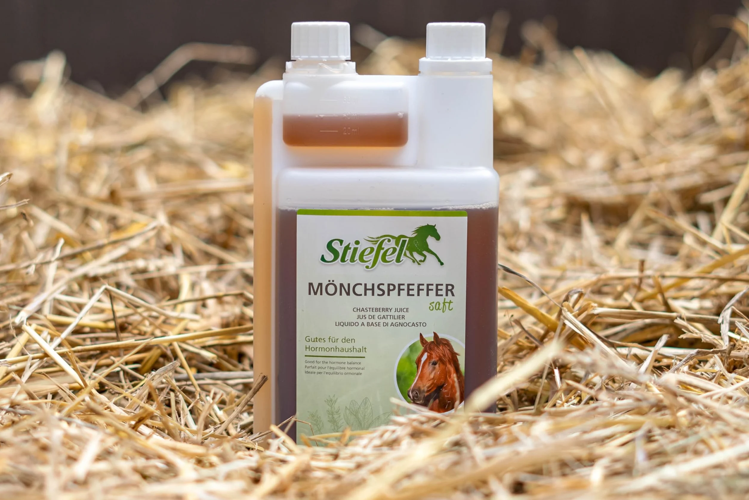 Stiefel Jus de poivre moine pour chevaux 100 % naturel, flacon doseur 1 l