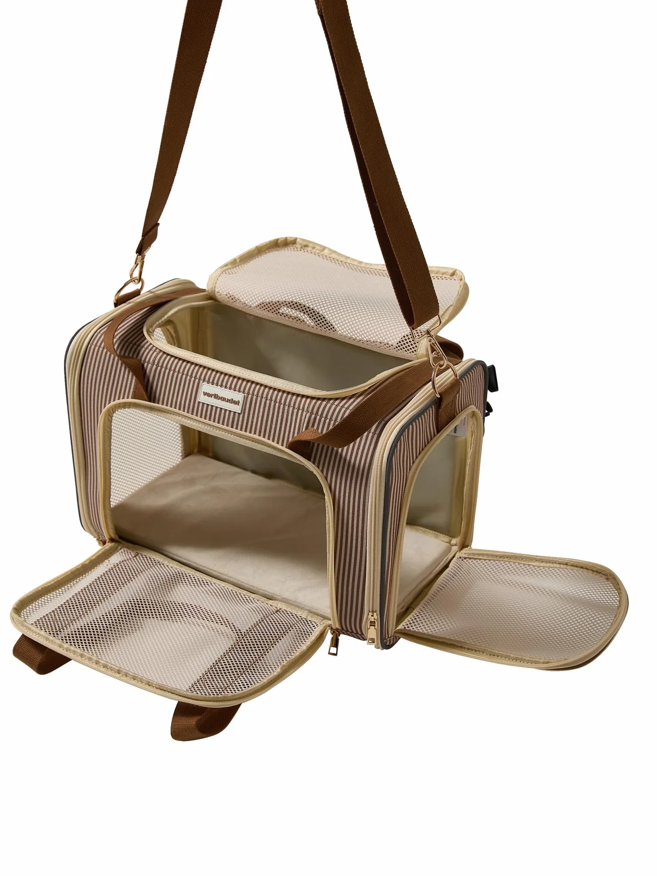 VERTBAUDET Sac à Dos Transport Animal rayé Beige