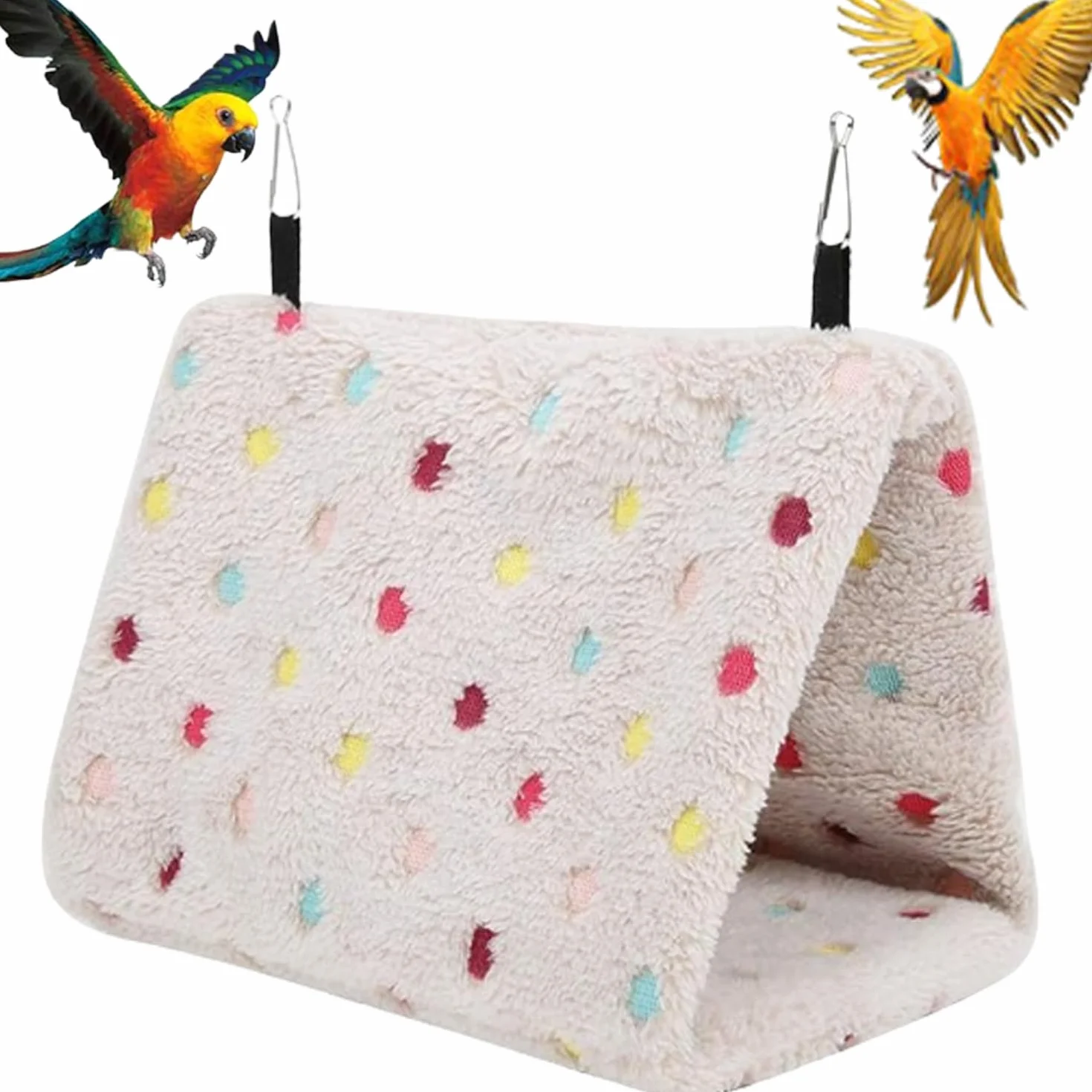 Nid D'Oiseau Hamac, Hamster Perroquet Suspendu Cage Tente, Nid d'Oiseau Chaud en Peluche, Mignon Hamac pour Animaux Doux avec Crochet, Hamac Jouet