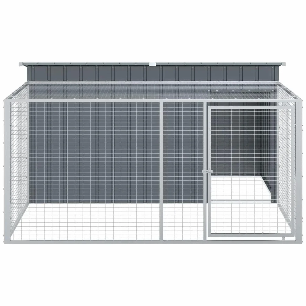 vidaXL Niche pour Chien avec enclos Anthracite 197 x 194 x 110 cm Acier galvanisé