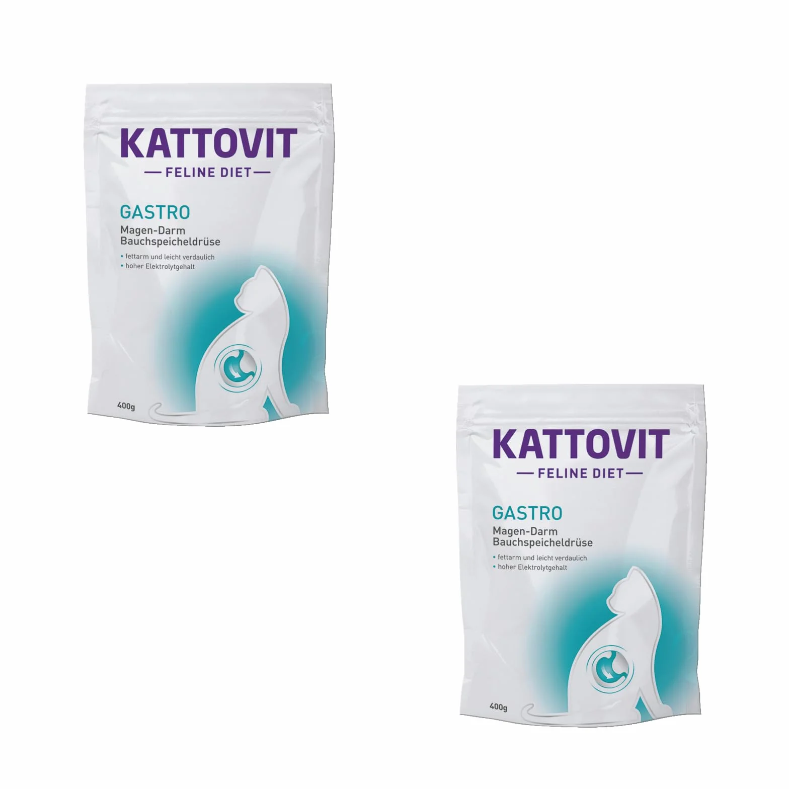 Kattovit Gastro 2 x 400 g Alimentation diététique complète pour Chats Adultes Faible en matières grasses
