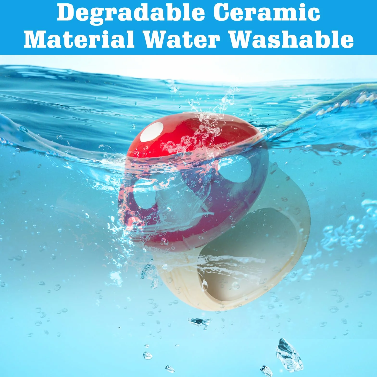 Maison en céramique pour hamster : cachette durable pour hamster, hamster et tunnel pour jouets dentaires en forme de champignon, grandes entrées pour gerbilles, souris, chinchillas (rouge)