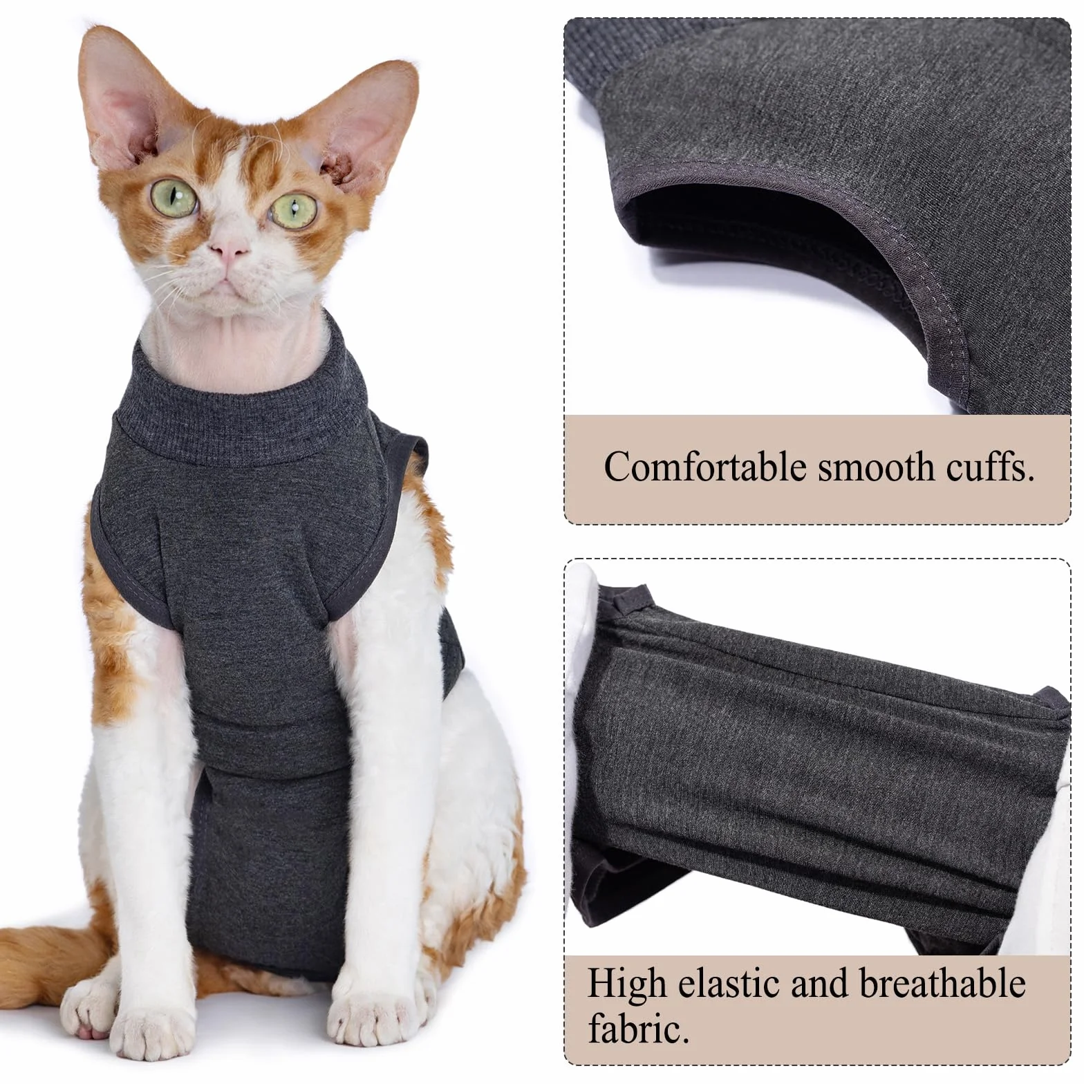 Combinaison de convalescence chirurgicale pour chat - Body anti-léchage avec fermeture éclair post-opératoire