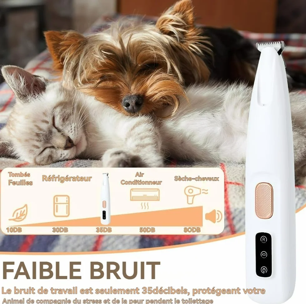 Patounet Tondeuse de Précision pour Chat, Silencieuse avec Lumières LED, Étanche IPX4