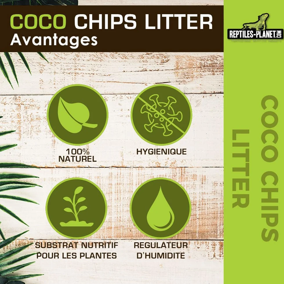 Reptiles Planet - Coco Chips - Substrat en Eclats de Coco pour Terrarium - 18 Litres