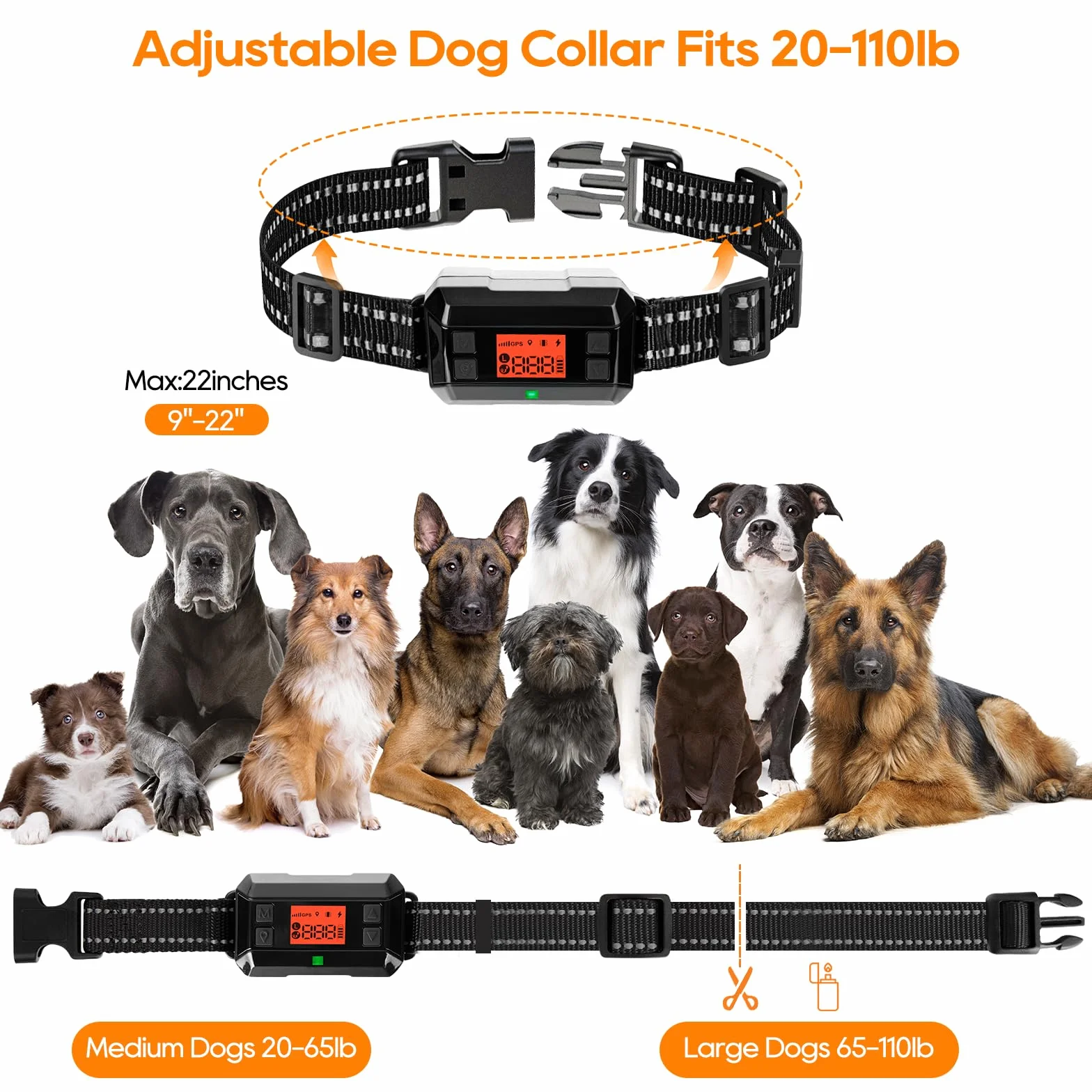 Collier GPS Anti-Fugue pour Chien Extérieur IPX7 Étanche sans Fil Rayon 1000m