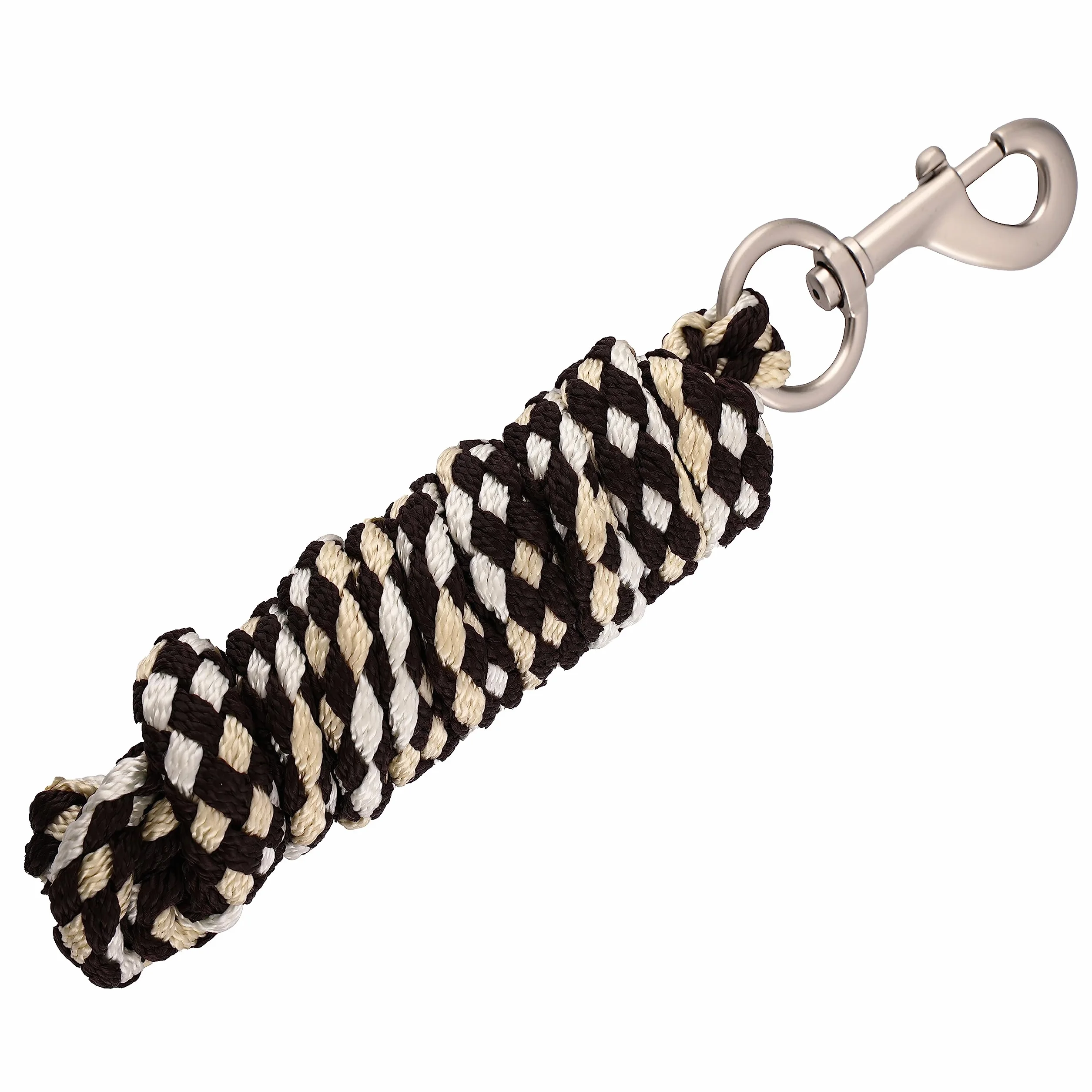 Longe pour cheval corde d'attache avec mousqueton jaune brun pour poney âne chèvre