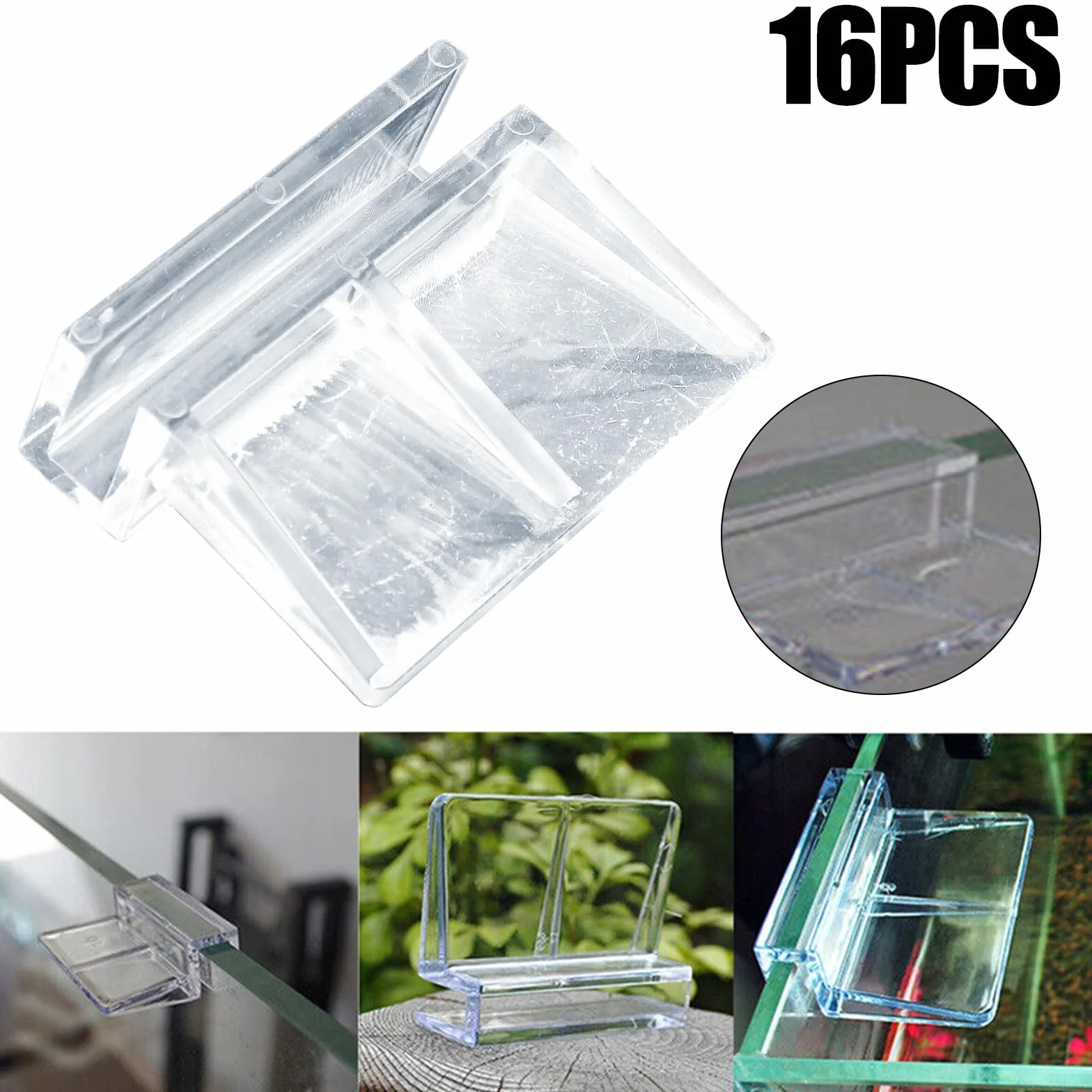 SPORTARC Lot de 16 clips de couvercle en verre pour aquarium, supports acrylique transparent 10 mm
