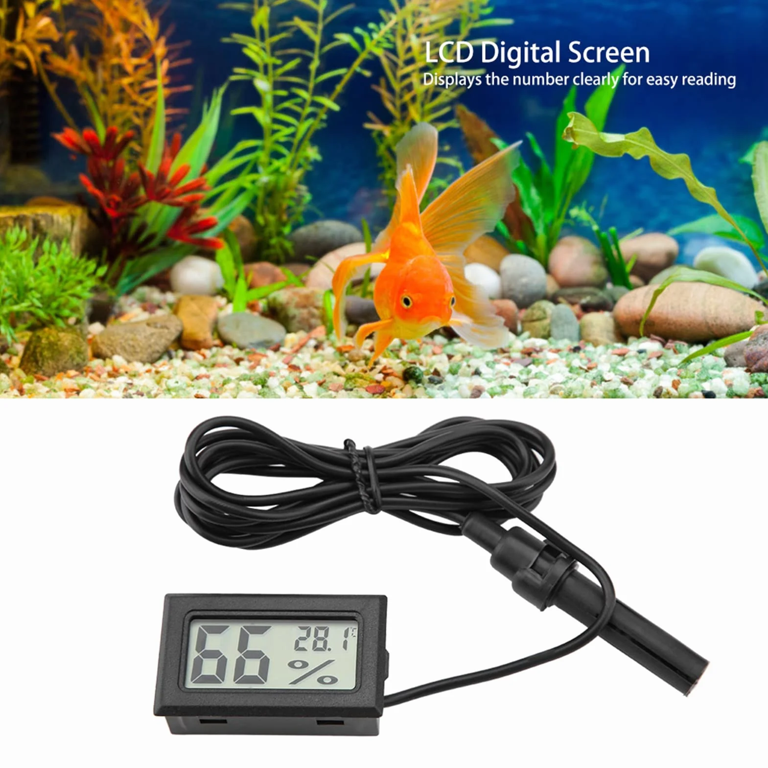 Hygromètre Thermomètre LCD avec Sonde Externe pour Incubateurs Aquarium Reptiles