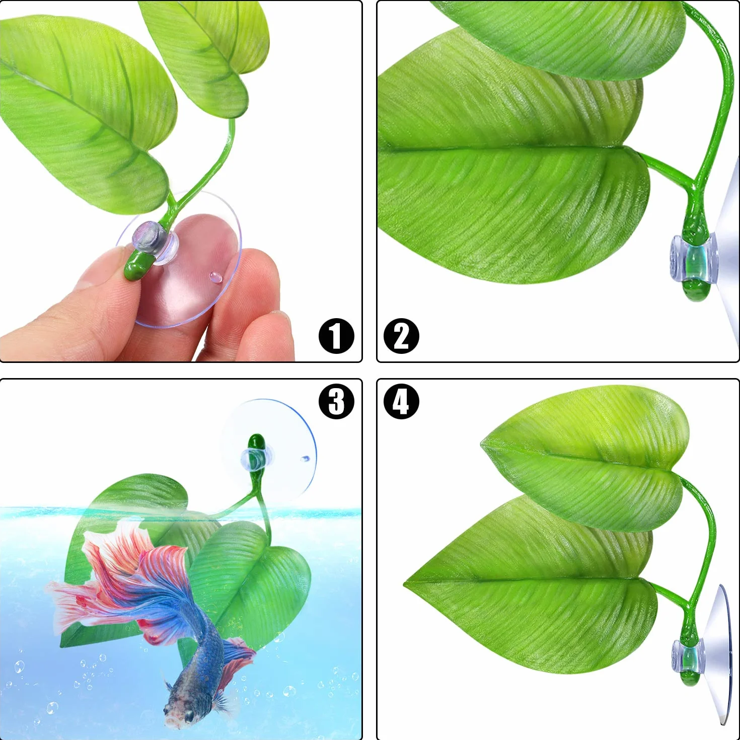 Hamac Feuille de Lit Betta pour Poisson Betta, Spot de Repos Léger et Réaliste, Sans BPA, Double Feuille