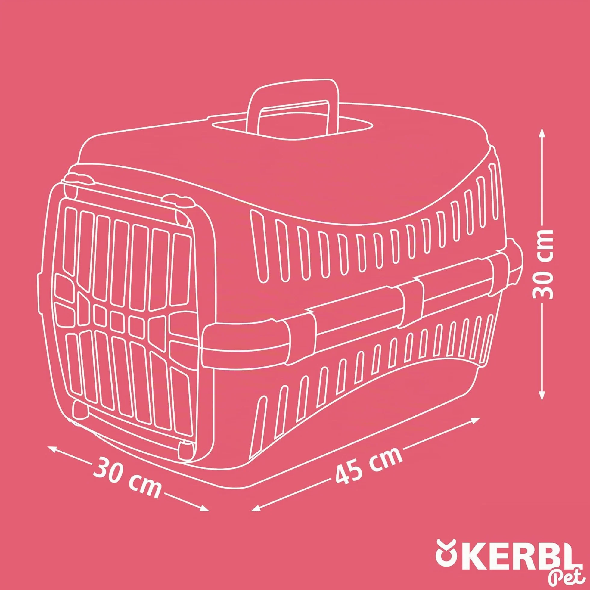 Kerbl Cage de Transport pour Chien et Chat 45 x 30 x 30 cm Plastique crème/Taupe