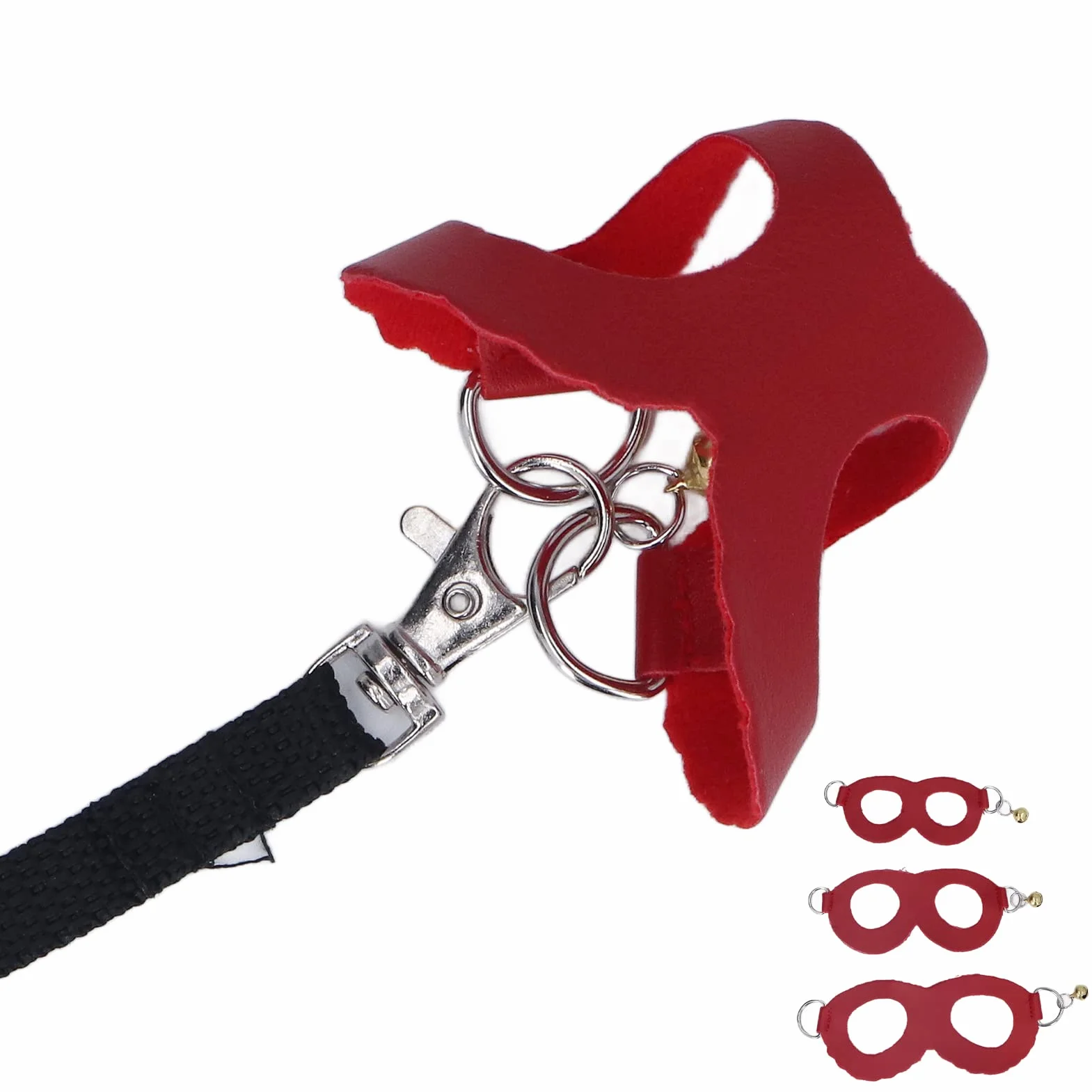 Harnais pour Hamster en Simili Cuir Souple avec Cloches, Gilet et Laisse pour Marche des Rats, 3 Tailles (S, M, L), Rouge