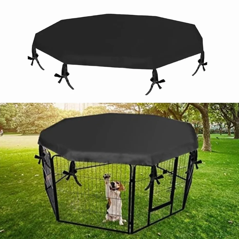 Housse de parc extérieur pour chien 8 panneaux imperméable tissu Oxford anti-UV