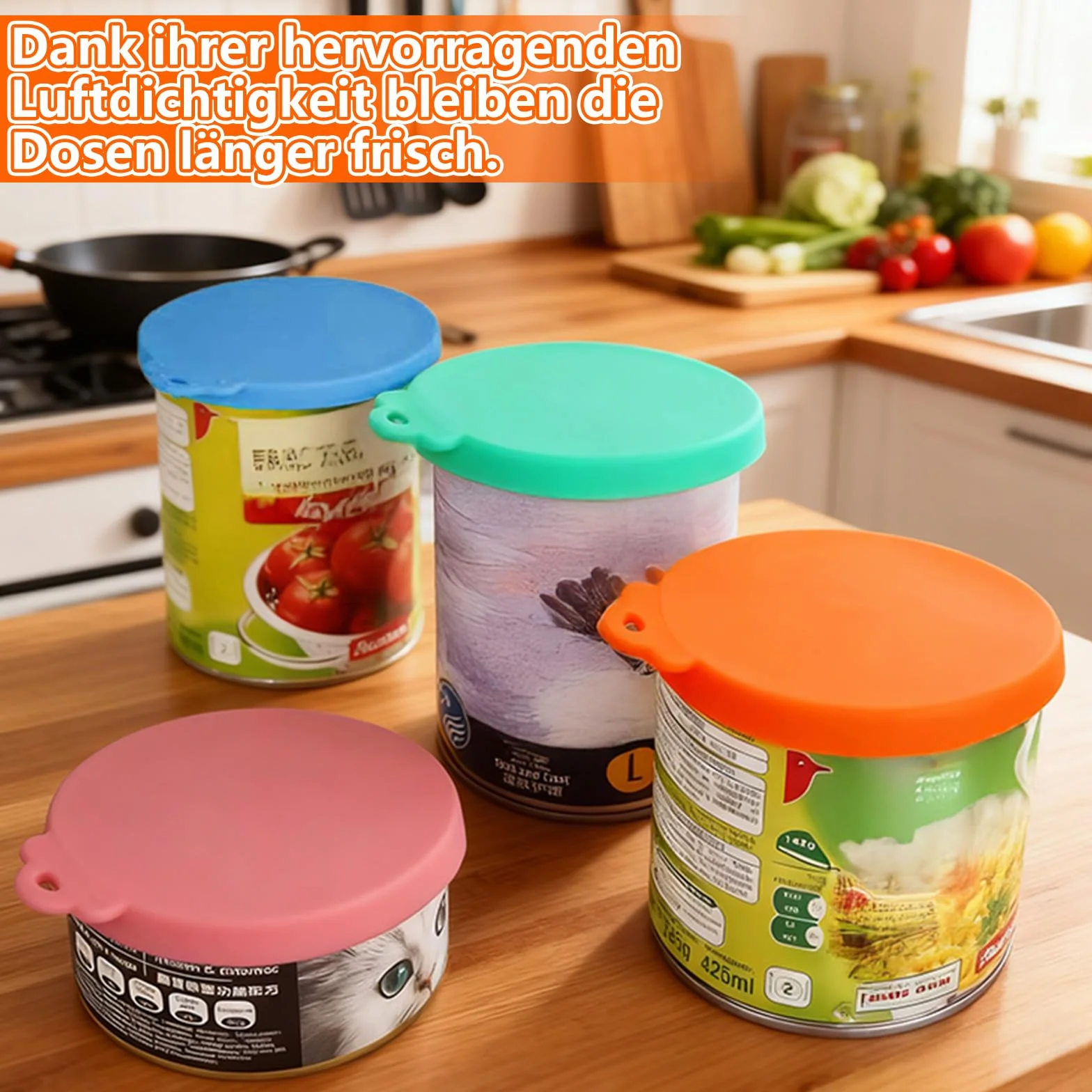 Couvercles Universels Silicone 6,5/7,5/8,5 cm Réutilisables Sans BPA – Lot de 4 + Cuillère