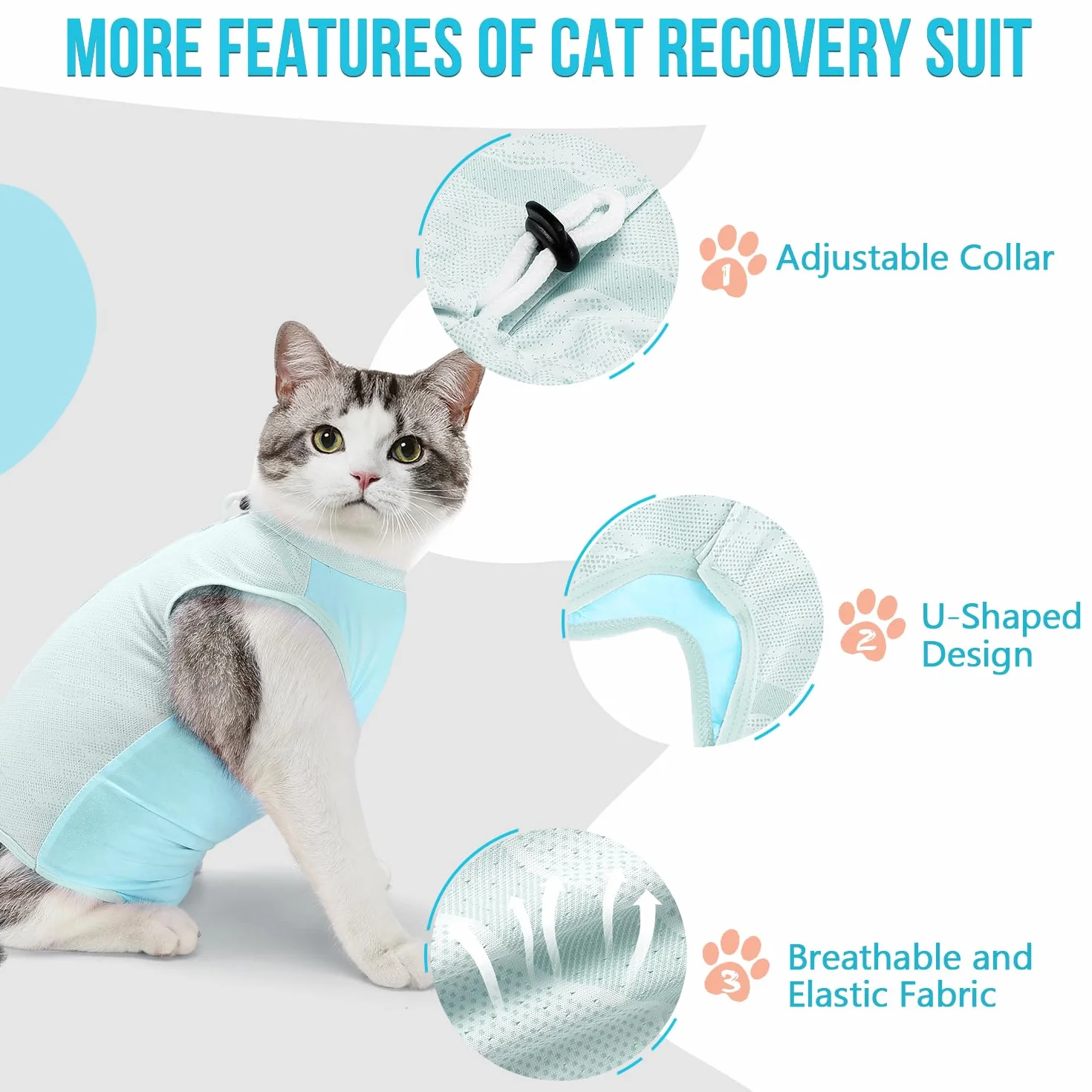 Slowton Combinaison de Récupération pour Chat après Chirurgie, Onesie Résistante aux Poils Alternative au Collier à Cône E