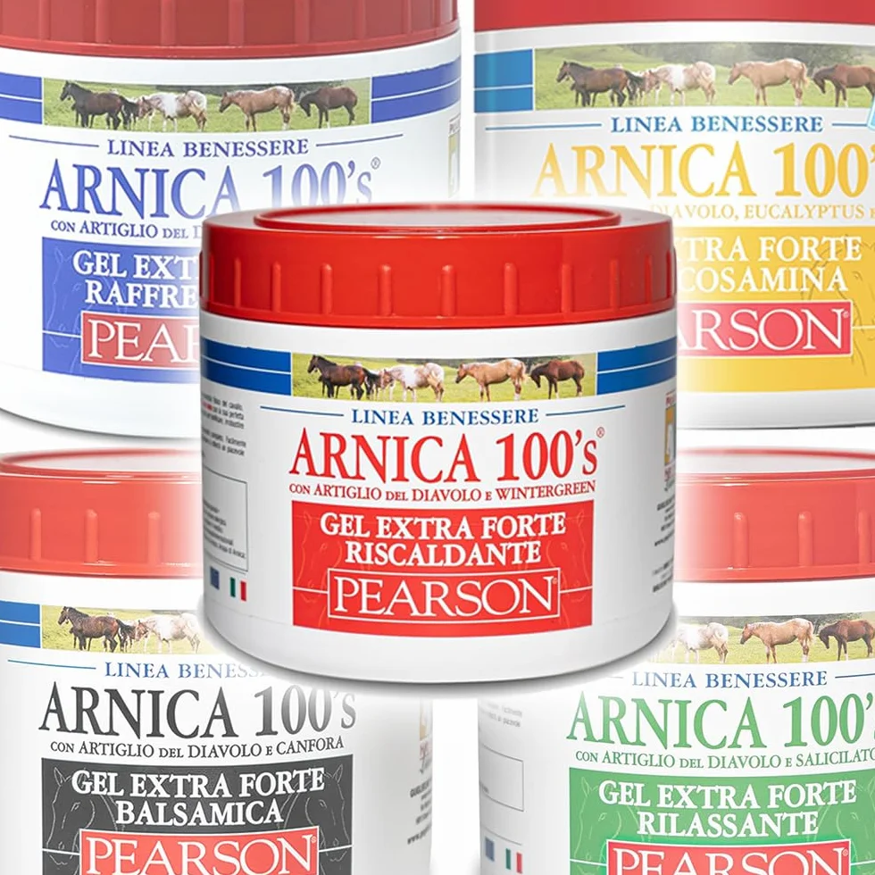 ARNICA 100'S Gel chauffant extra-fort Pearson pour chevaux 500ml Crème à l'arnica Gel fort griffe du diable et menthol Pommade défatigante relaxante