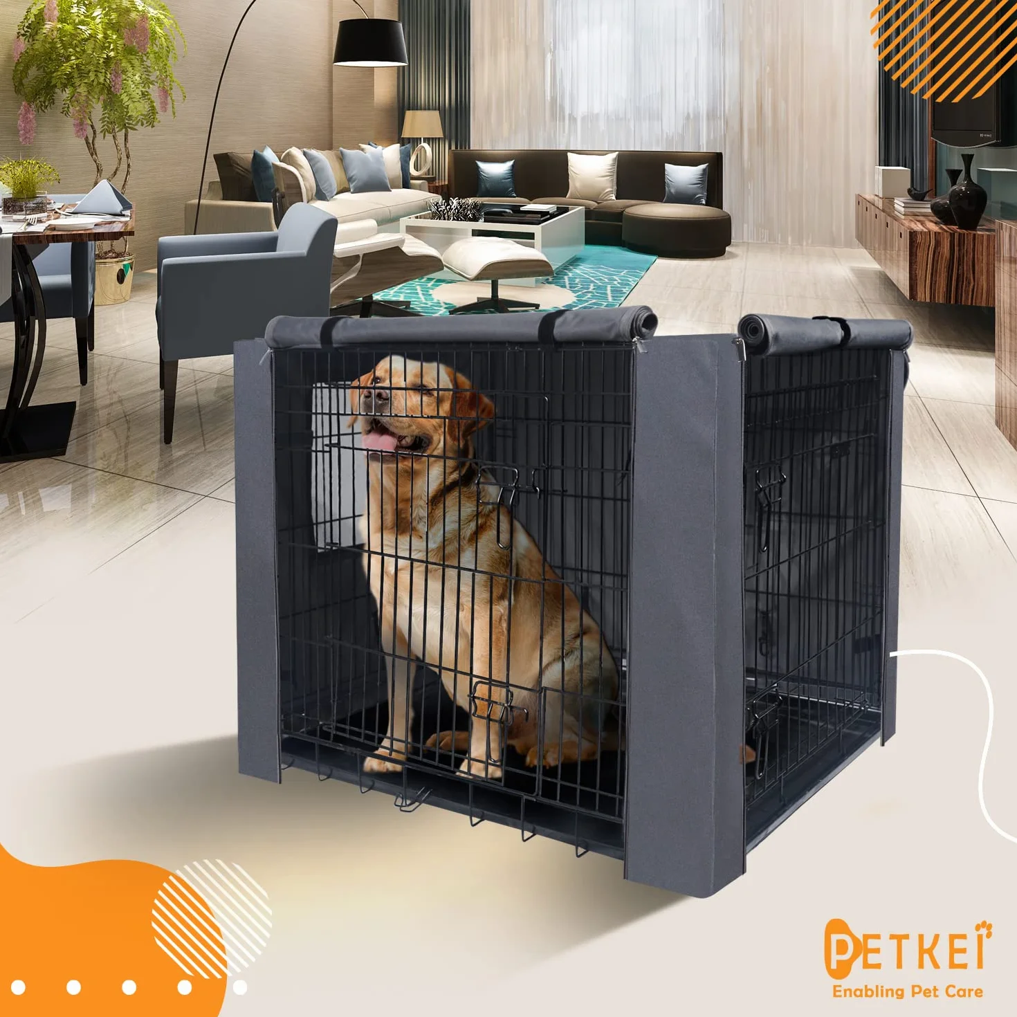 Grande housse de cage pour chien en polyester durable avec revêtement polyuréthane pour cage 1 et 2 portes