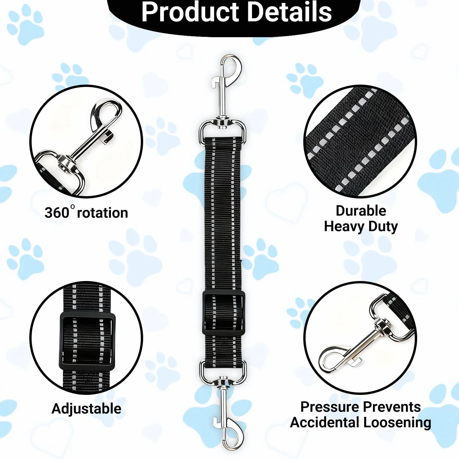 Lot de 2 Clips de Collier pour Chien en Nylon Réfléchissant - Collier de Secours Réglable de Sécurité Noir, Bleu