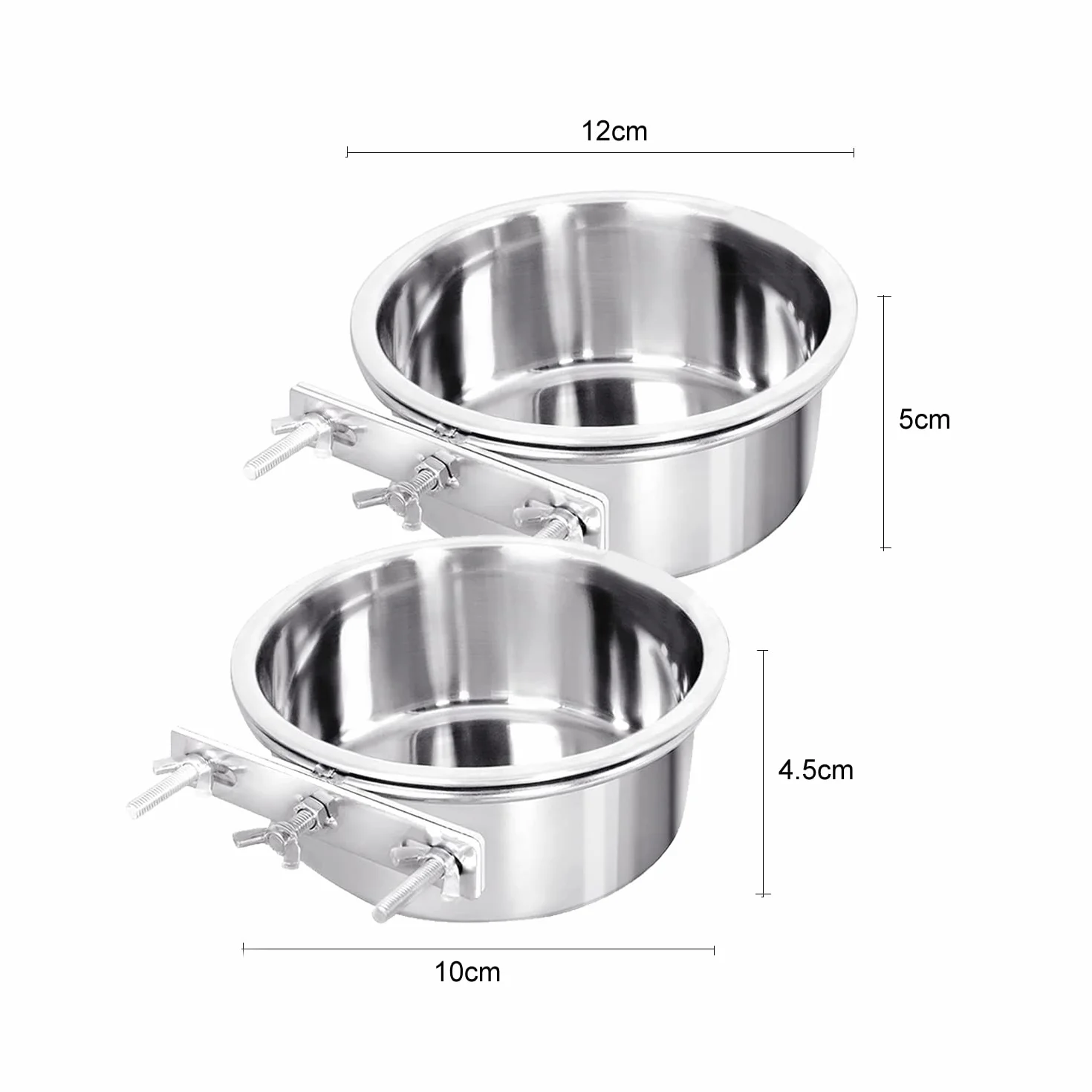Gamelles à eau acier inoxydable pour cage chenil chien chat oiseau lot de 2 10-12 cm