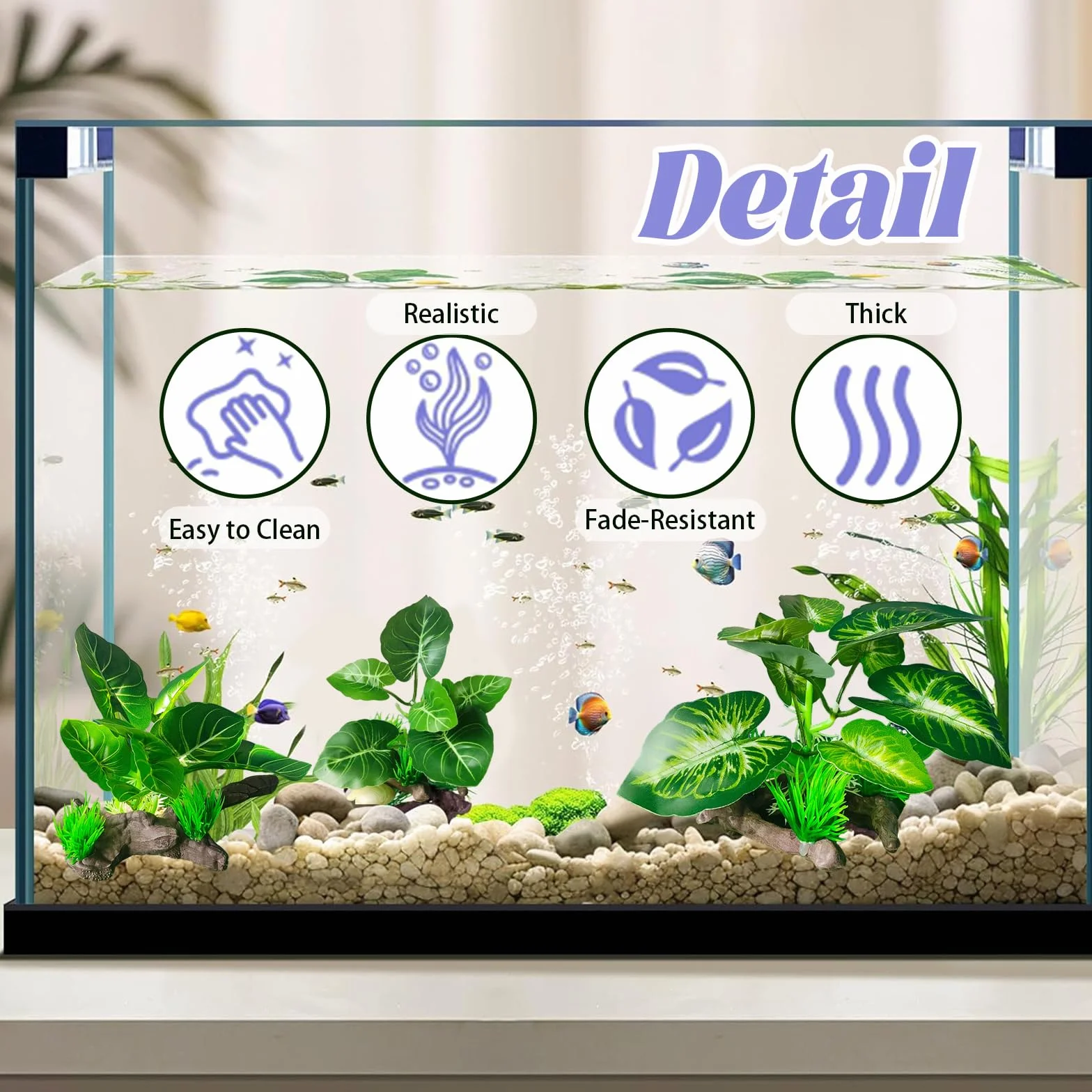Plante Artificielle Exterieur 3 Pièces Decoration Aquarium Fleur Artificielle Interieur Gazon Artificiel