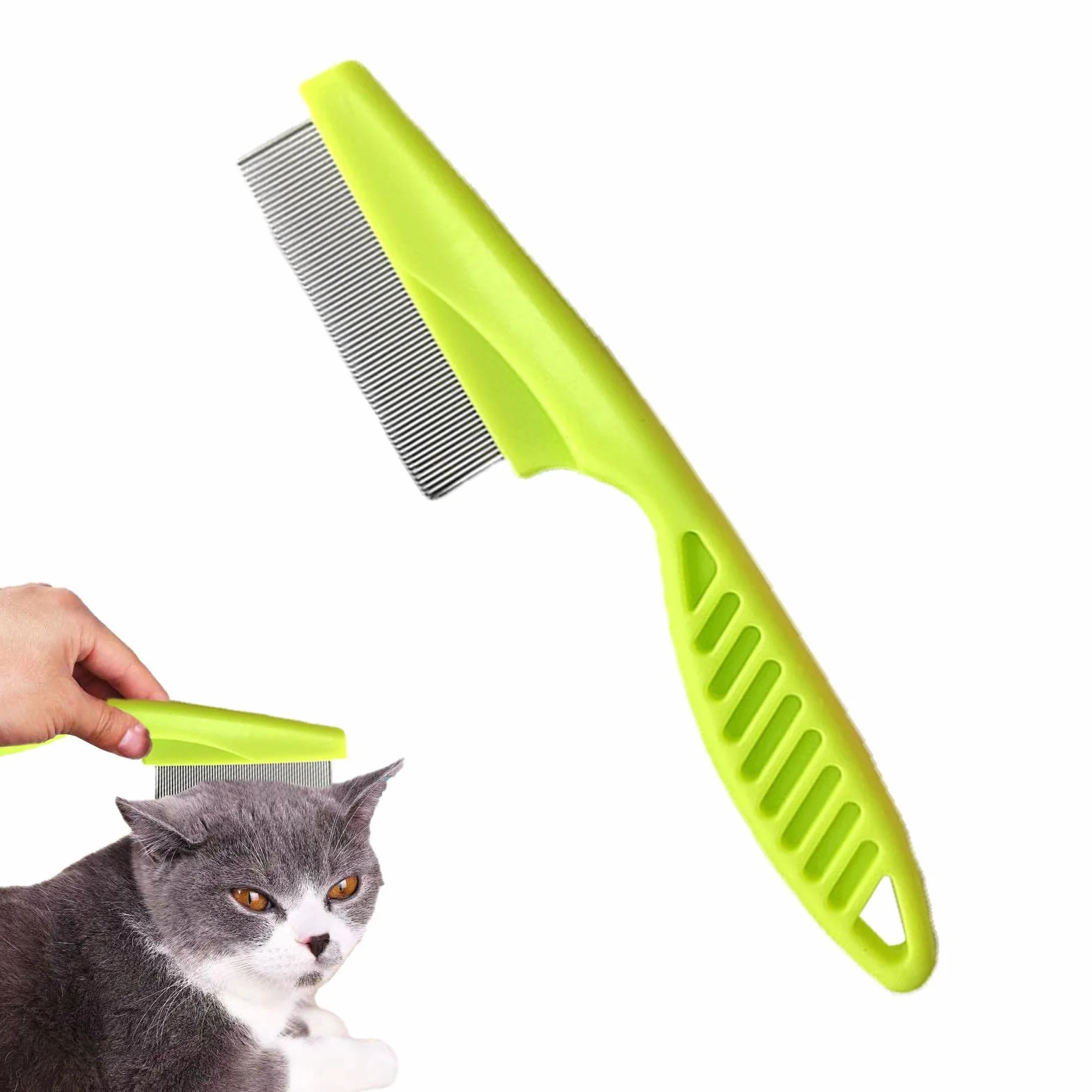 Brosse anti-puces pour chat avec manche épaissi | Peigne pour chiots pour petits chiens | Kit toilettes pour chiens Jingan