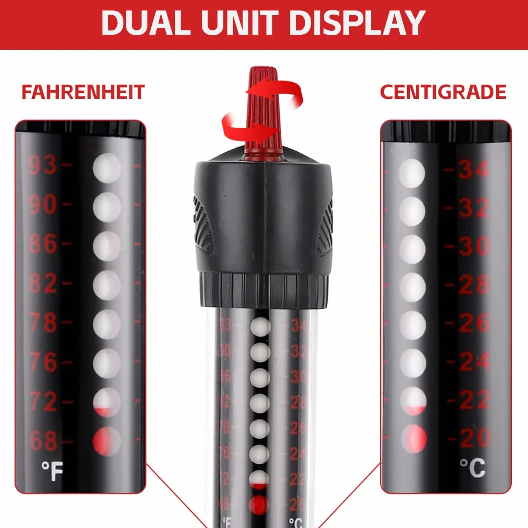 Chauffage d'Aquarium 25W Chauffage Aquarium 30L Résistance Aquarium,Chauffage en Verre Submersible Température,Réglable Chauffe-Aquarium avec Ventouse Chauffage,pour Aquarium de Poissons et de Tortues