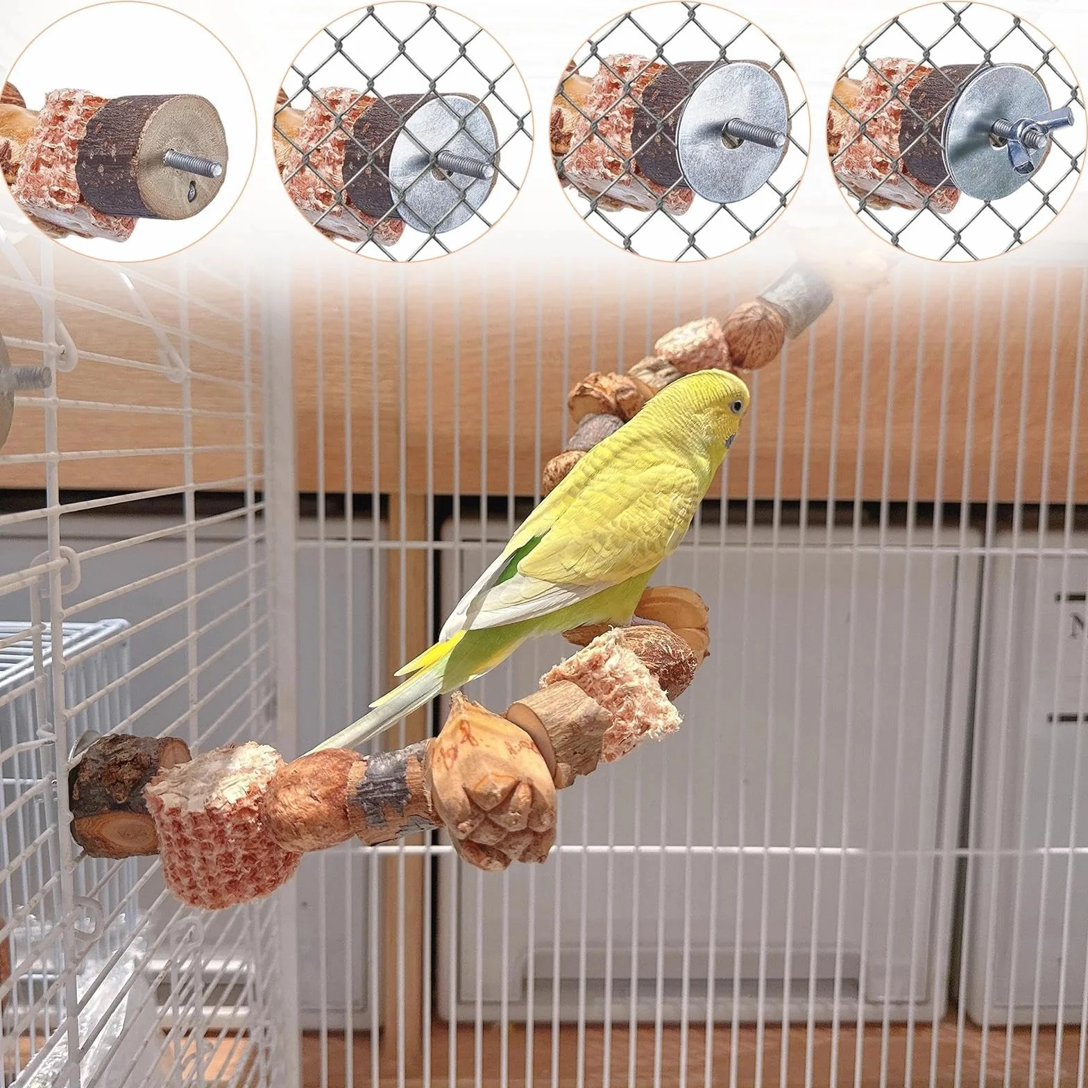 Perchoir Perroquet Jouet 50 cm Oiseaux Jouets à Mâcher Suspendre Perruches Inséparables Pinsons