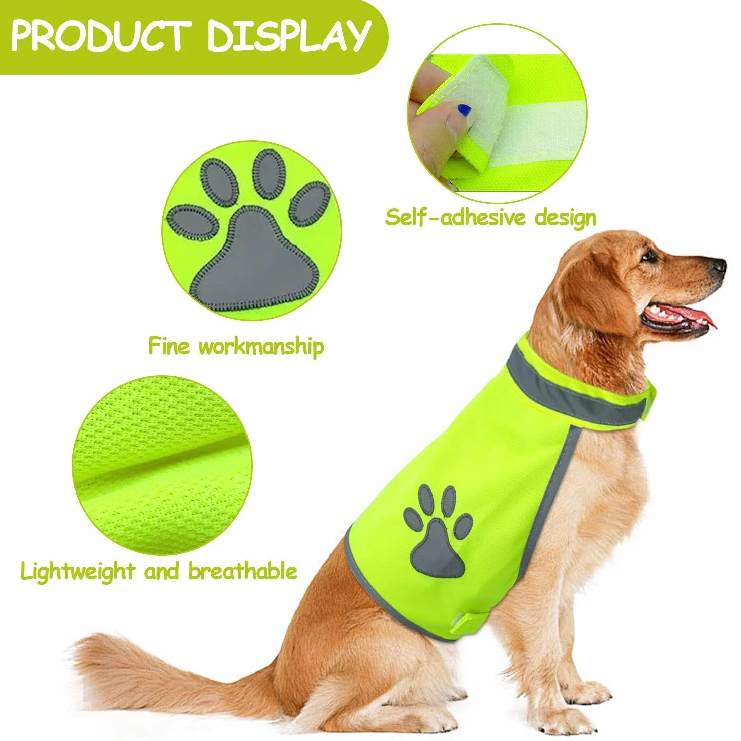 Vêtements Réfléchissants pour Chiens 2 Pièces Gilet de Sécurité de Voyage