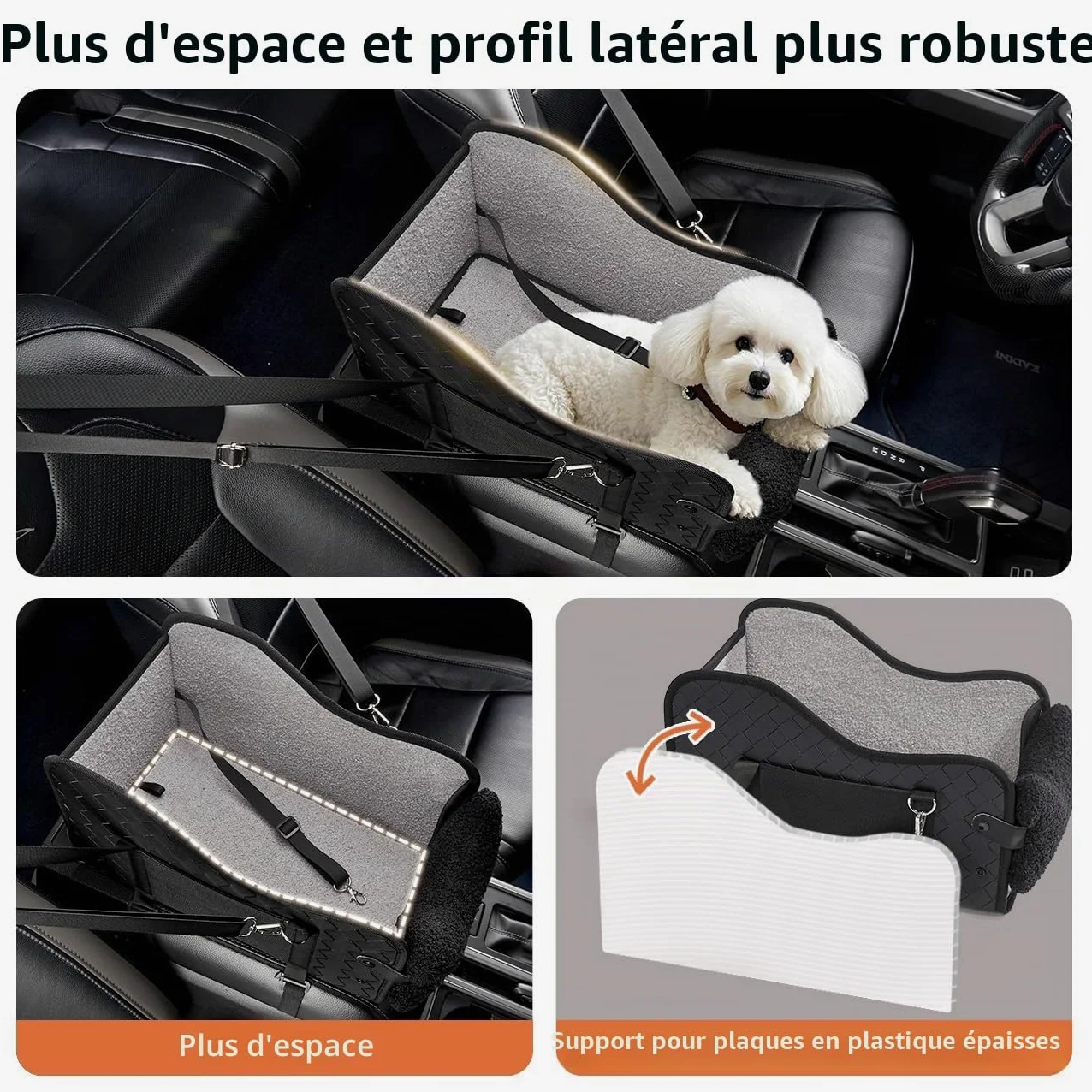 GGW Siège Auto 99% accoudoir Central Petits Chiens Fixation étanche Cuir Noir