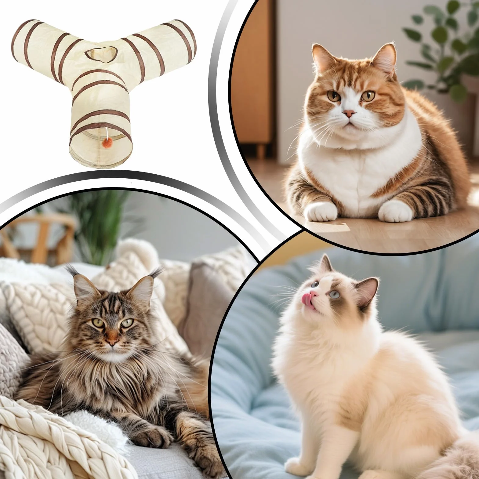 Tunnel pour Chat | Tunnel 3 Voies Jeu pour Chaton Jouet Interactif - pour Jeu Intérieur Exercise Stimulation Anti-Stress Chat Chaton Lapin Petit Animal