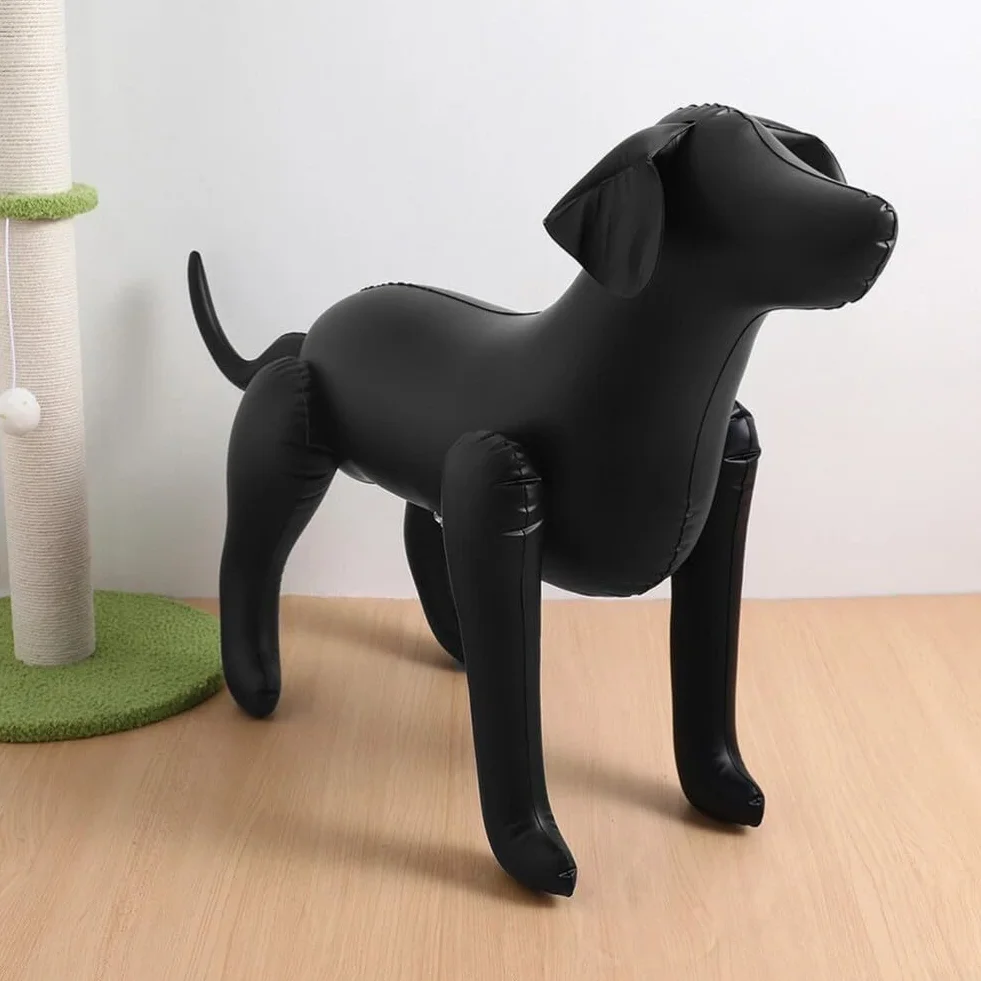 Gonflable Mannequin chien PVC 80x56x29 cm Pieds pliables Noir