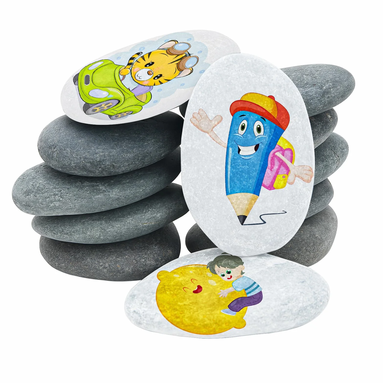 12Pcs pièces Pierres Plates à Peindre 5-7cm Galets Lisses pour Peinture, Galets Naturels, pour Dessin de Pierres Peintes, Décoration de Aquarium Jardin