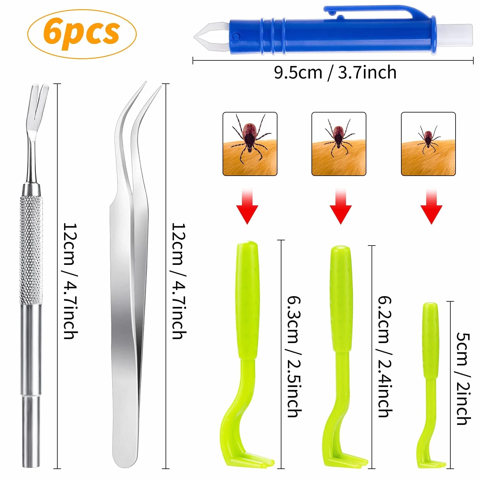 MELLIEX Pince à Tiques en Acier Inoxydable, Tique Remover Stylo Anti-Tique et Crochet pour Chiens, Chats