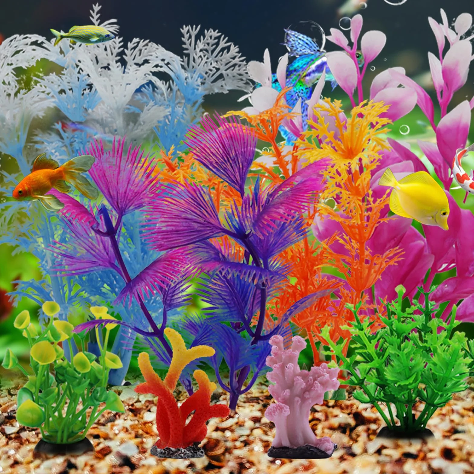 QUOZUO Aquarium Decoration Plantes Artificielles 8 Pièces