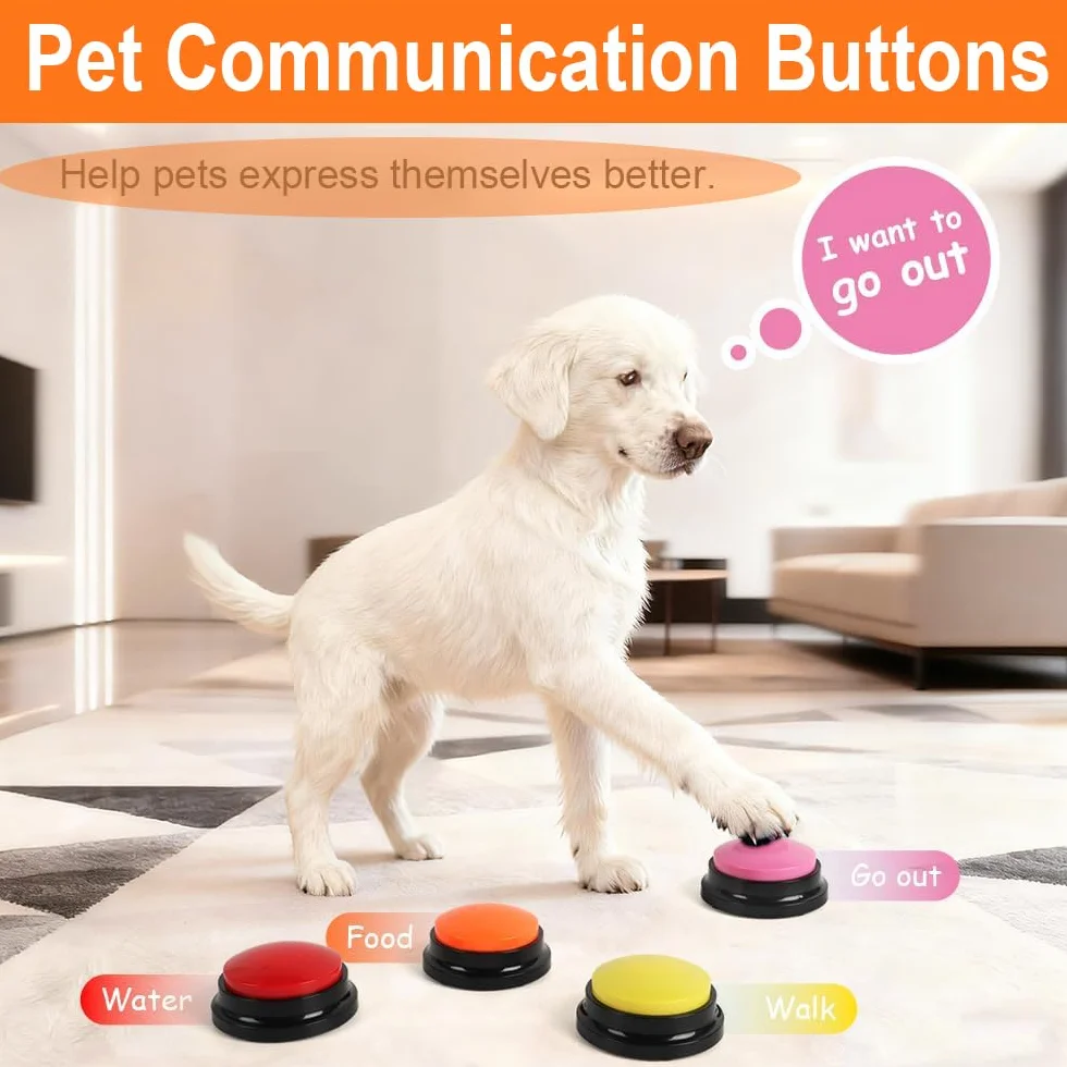 Buzzer Enregistrable 6pièces, Bouton de Communication pour Chien avec Enregistrement de 30 Secondes Buzzer Sonore, Bouton Communication pour Animaux