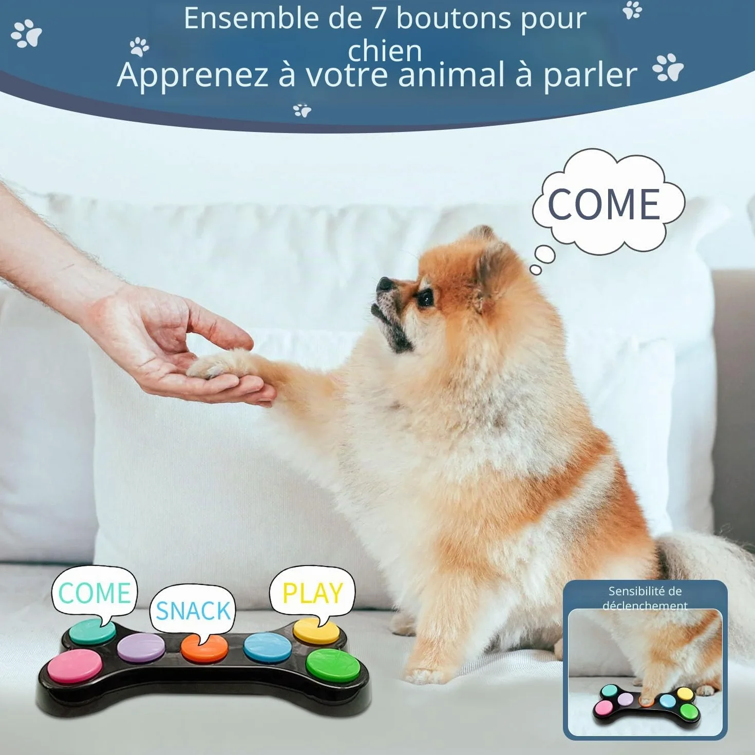 7 en 1 Boutons pour Chien,Boutons de Dressage pour Chien Boutons de Communication pour Chien,Boutons parlants pour Chien,Entraînement des Animaux de Compagnie - Bouton pour la Communication