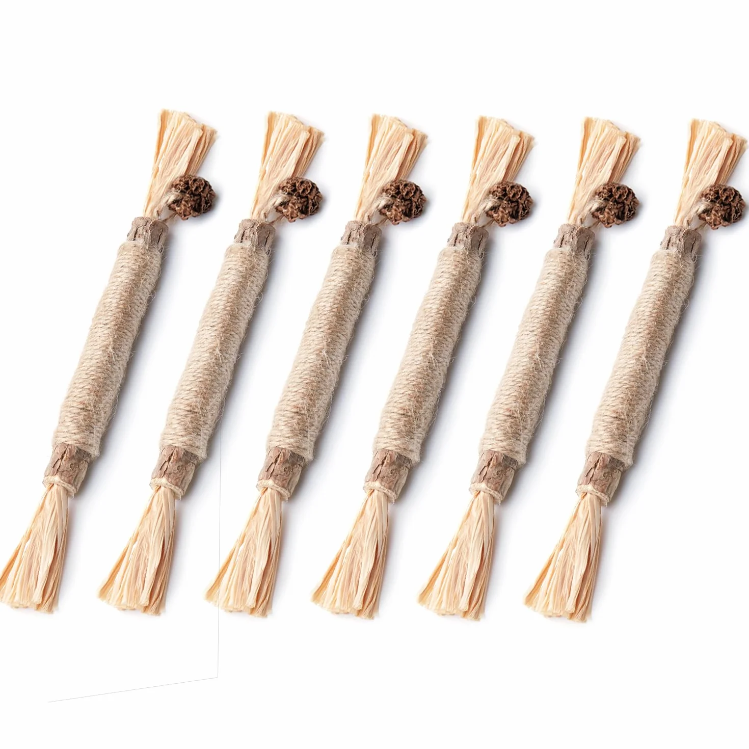 Potaroma Lot de 6 Bâtonnets Naturels pour Chats – Jouets à Mâcher avec Cataire & Silvervine
