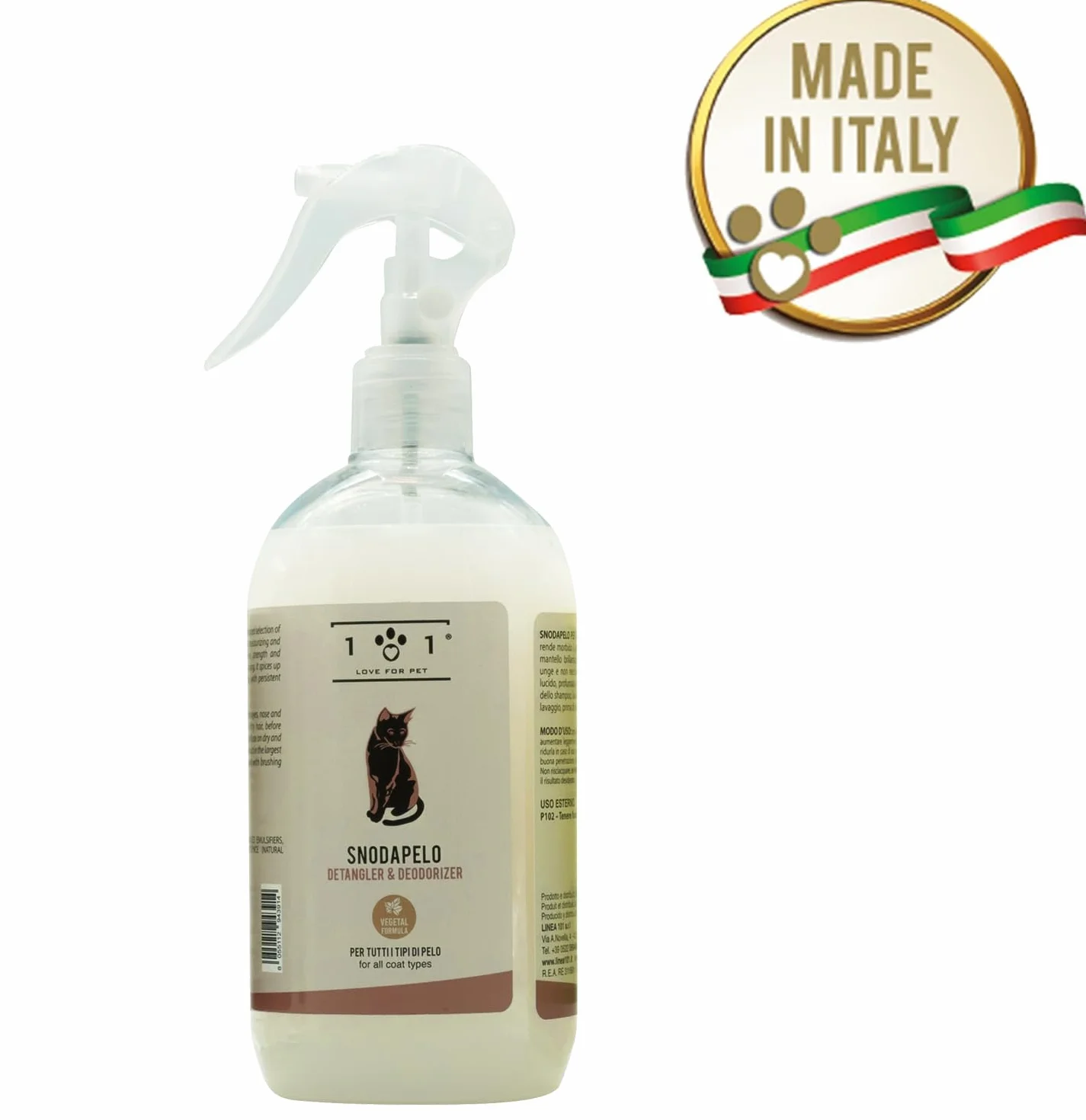 Démêlant Chat Poils Longs Linea 101 Spray 500ml Vegan Soin sans Rinçage Tous Types de Pelage