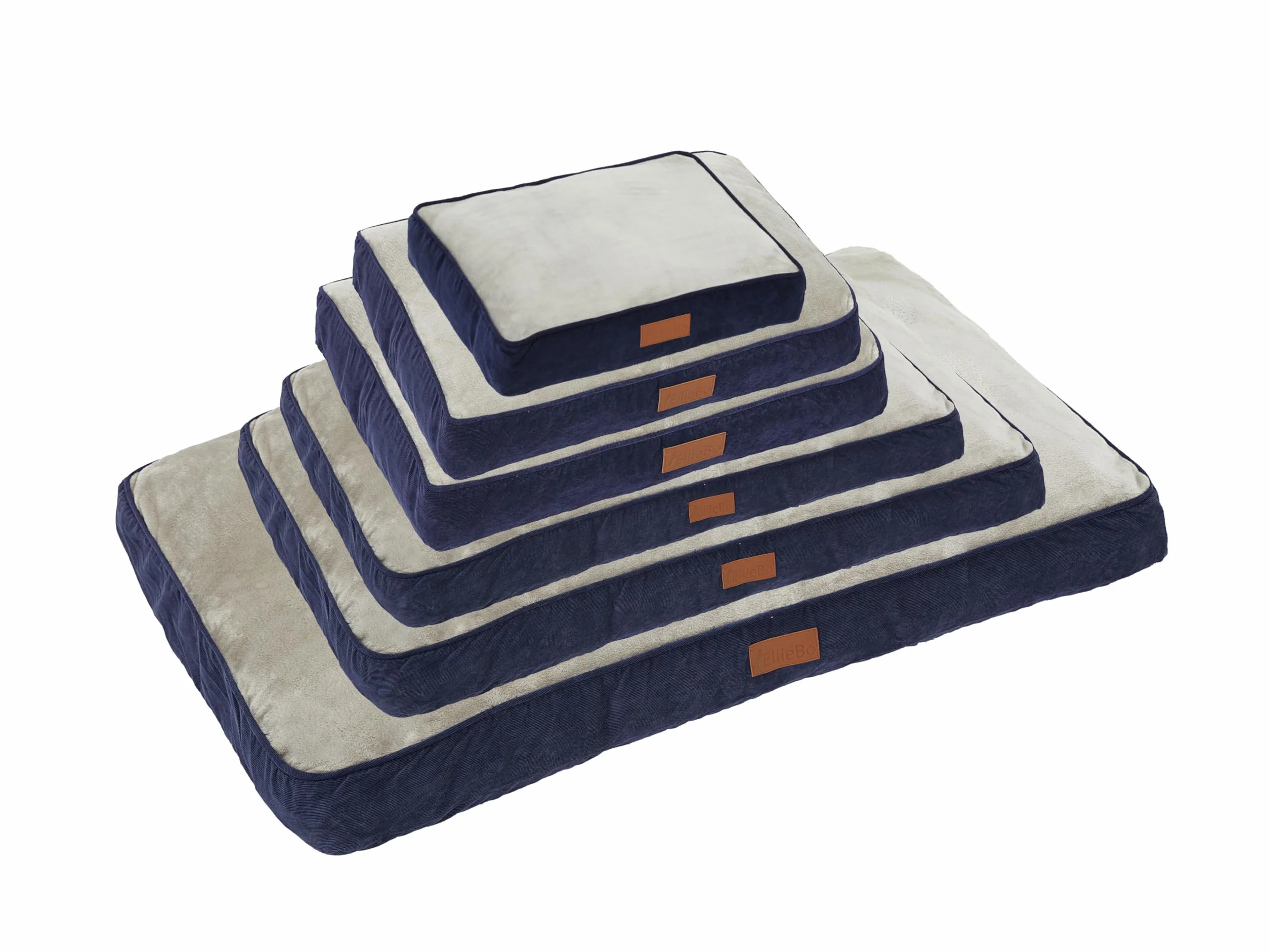 Ellie-Bo Matelas Doux et Lavable, pour Chiens, Bordures en Velours Côtelé et Revêtement en Fausse Fourrure, Rembourrage en Fibres de Polyester, pour Cage de 91,4 cm, L, 87 x 57 x 10 cm, Bleu/Gris
