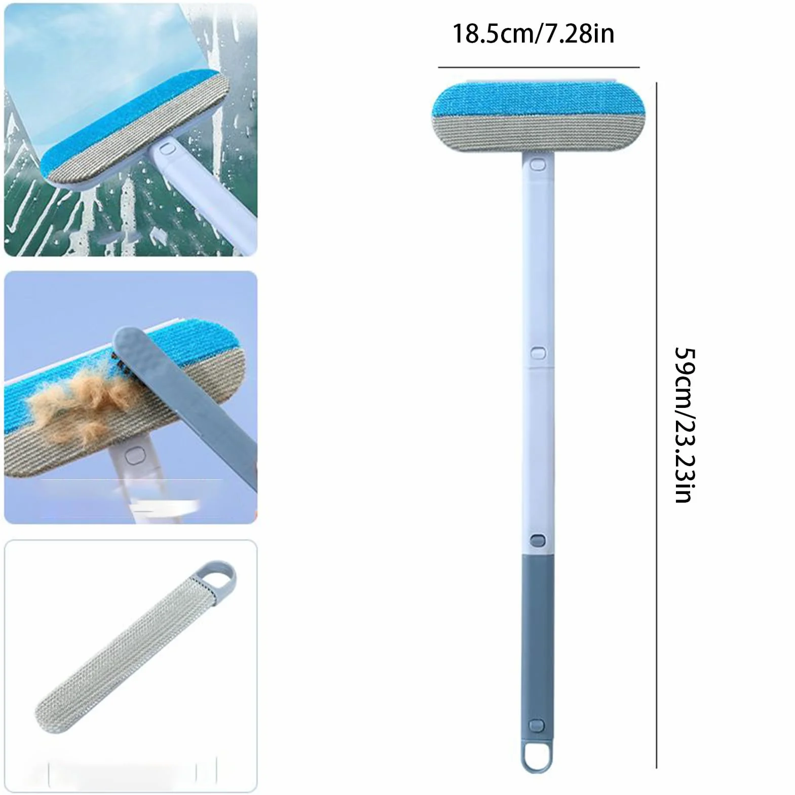 Brosse à cheveux pour animaux réutilisable - Balai de nettoyage extensible avec longue poignée, dissolvant de fourrure de chat lavable