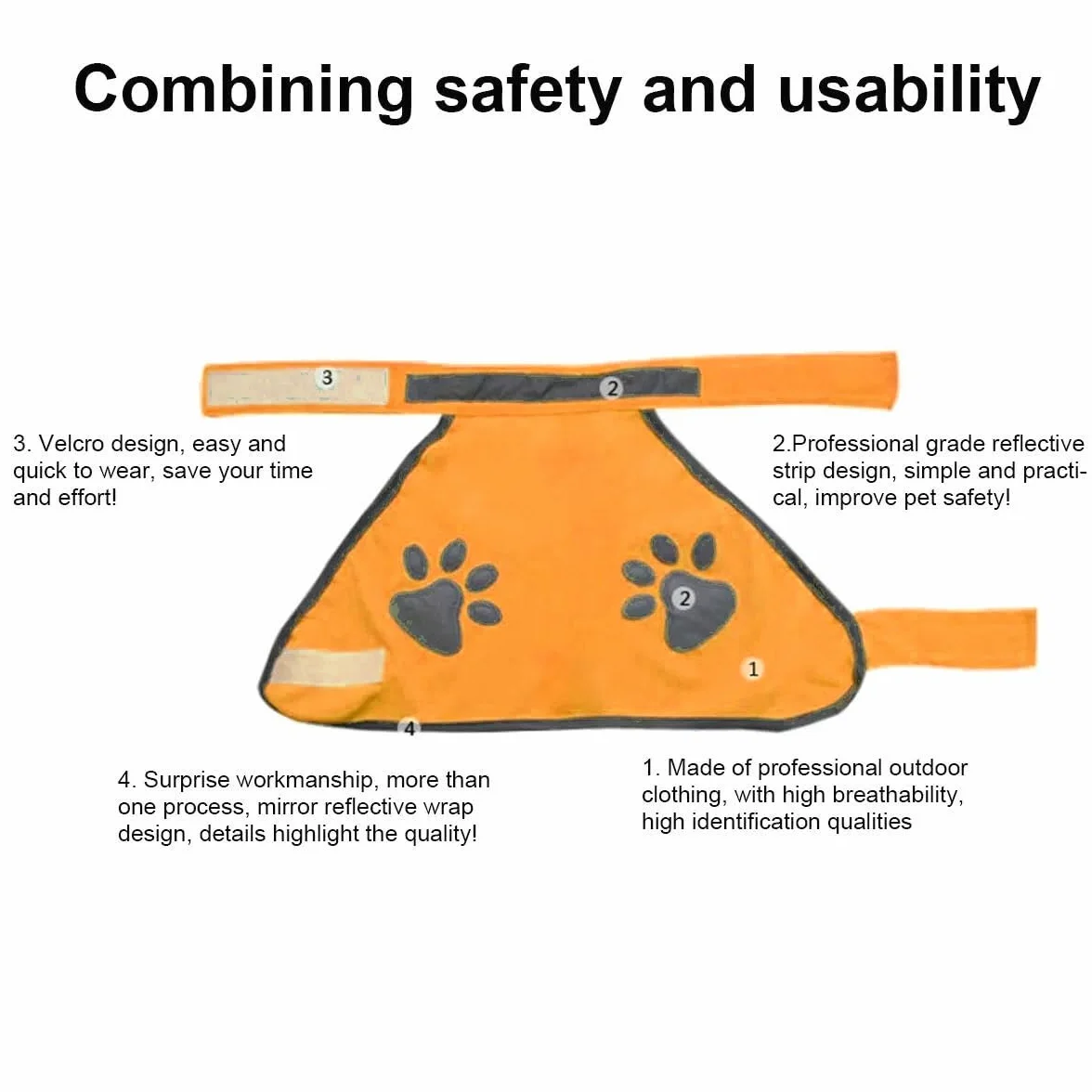 Gilet Réfléchissant pour Chien Haute Visibilité Harnais Sécurité Orange S