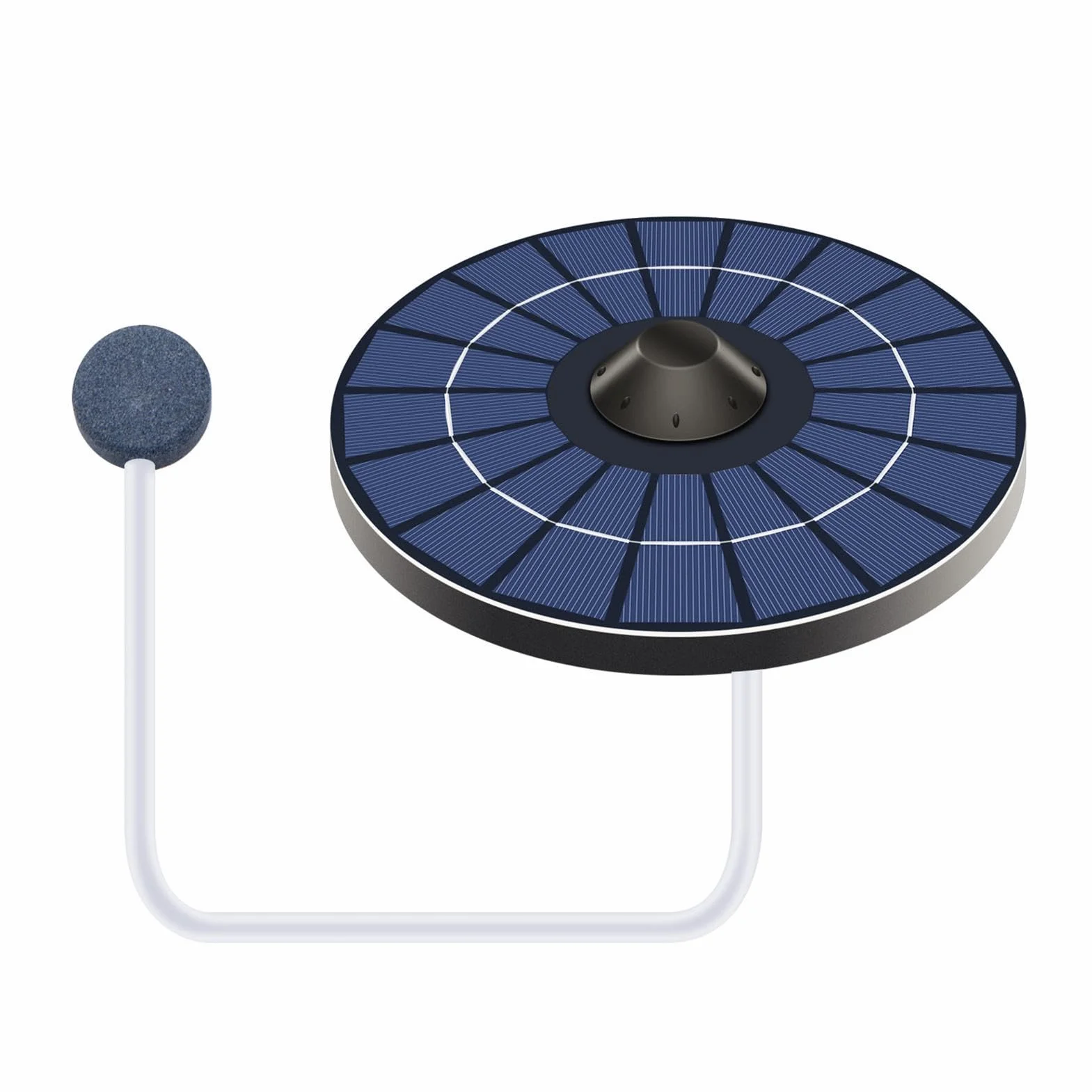 Aérateur de Bassin Solaire 2,5 W Pompe à Air Silencieuse avec Pierre à Bulles Kit Flottant
