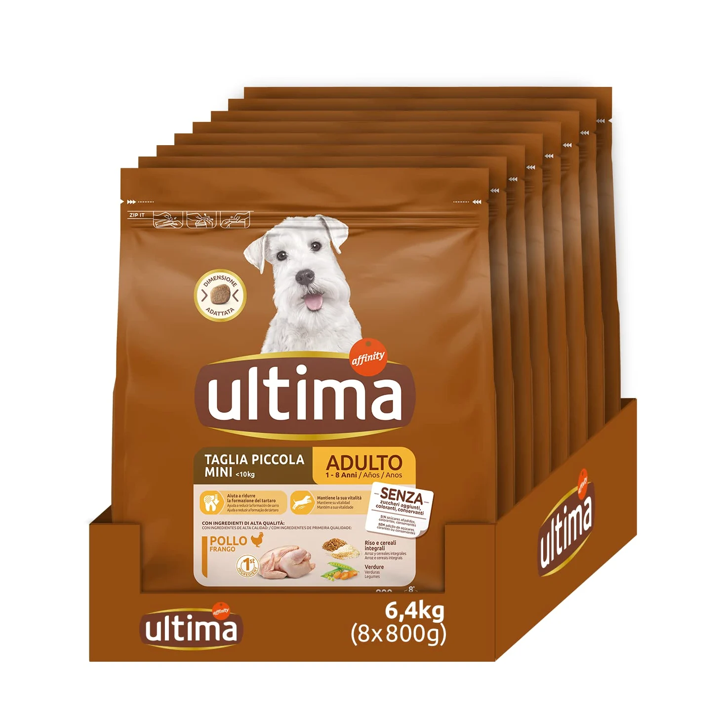 Ultima Petite Taille Adulte Poulet – Croquettes pour Chien – Lot de 8 x 800 g – Total 6,4 kg