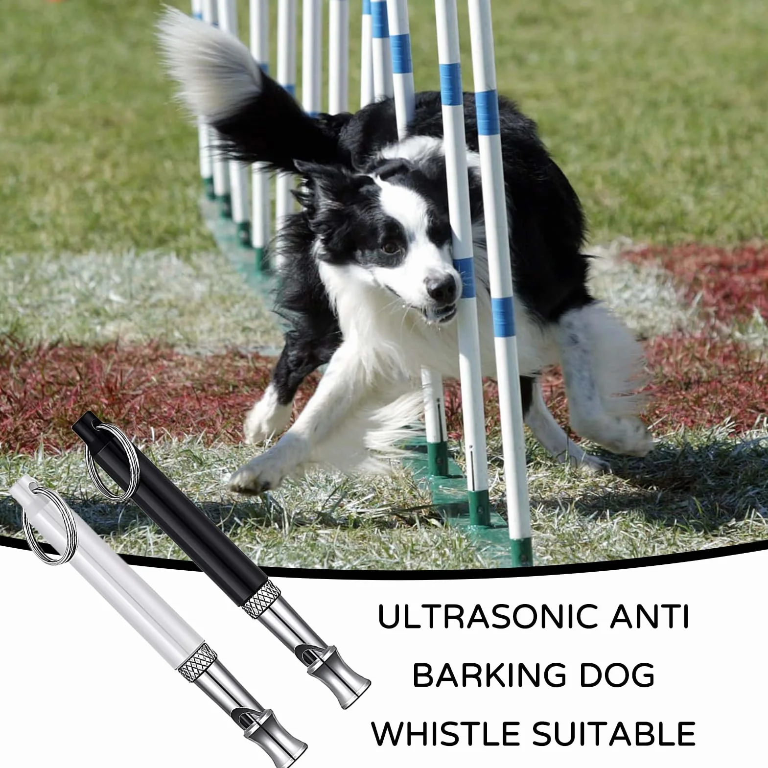 Sifflet Ultrason Chien Anti Aboiement Réglable avec Lanière, 2 Pièces