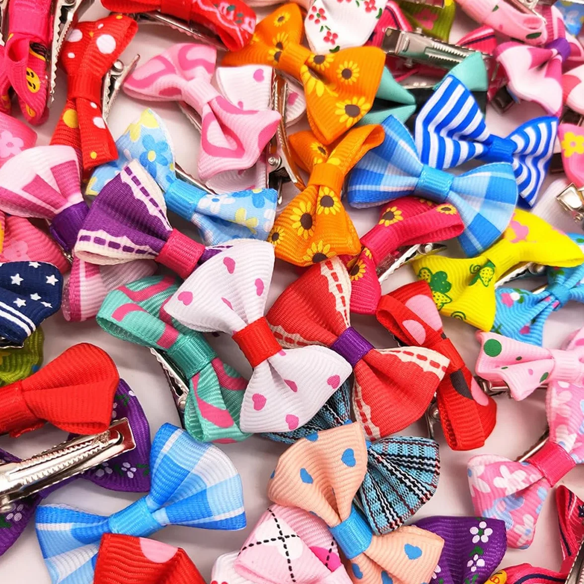 Pinces à Cheveux pour Petit Chien et Chat avec Nœud Floral - Barrettes de Toilettage pour Animaux, Lot de 20
