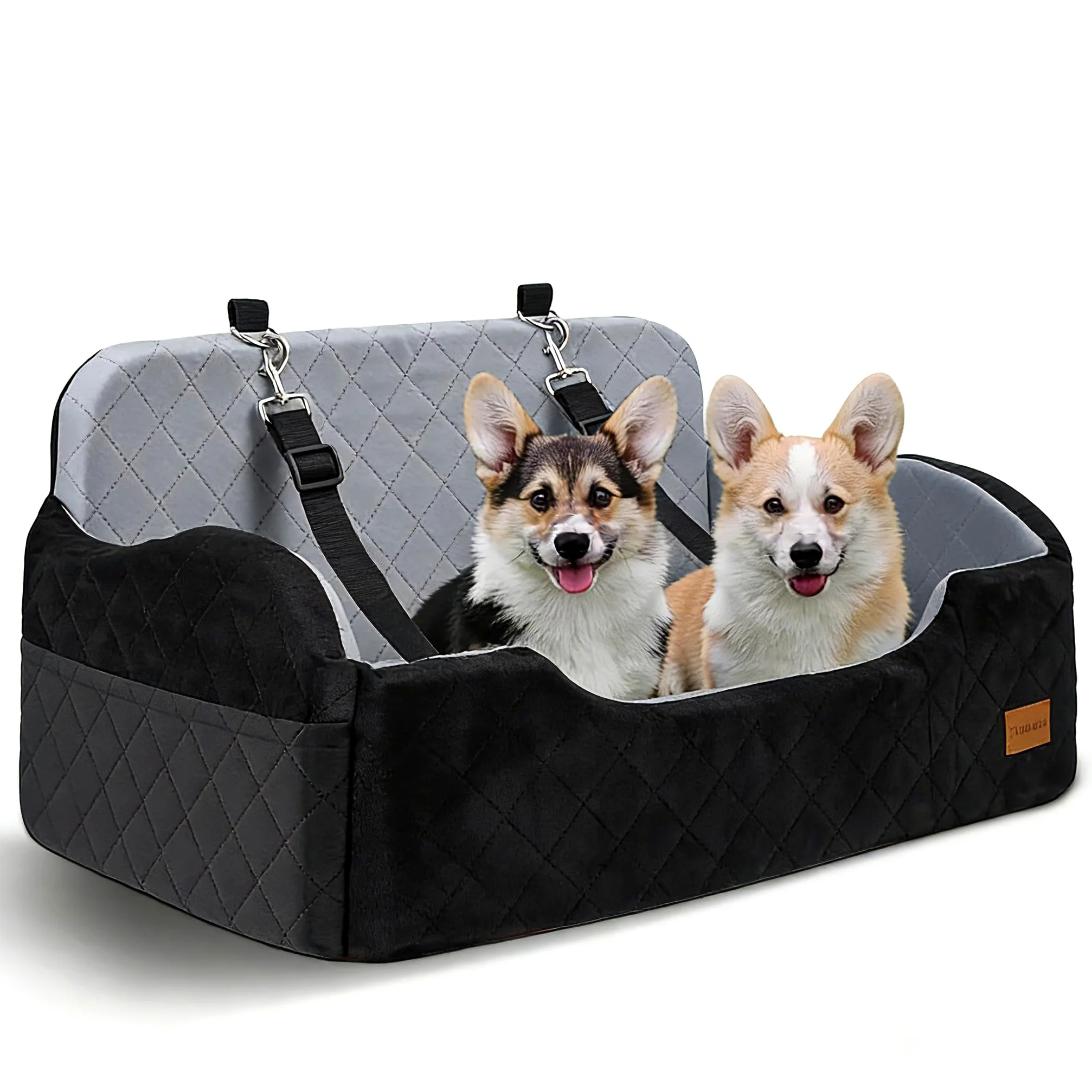 Siège Auto pour Chien de Moins de 25 kg, 80 x 50 x 42 cm | Cojín de 71 x 42 x 10 cm, funda extraíble y lavable, base antideslizante, 2 correas de seguridad